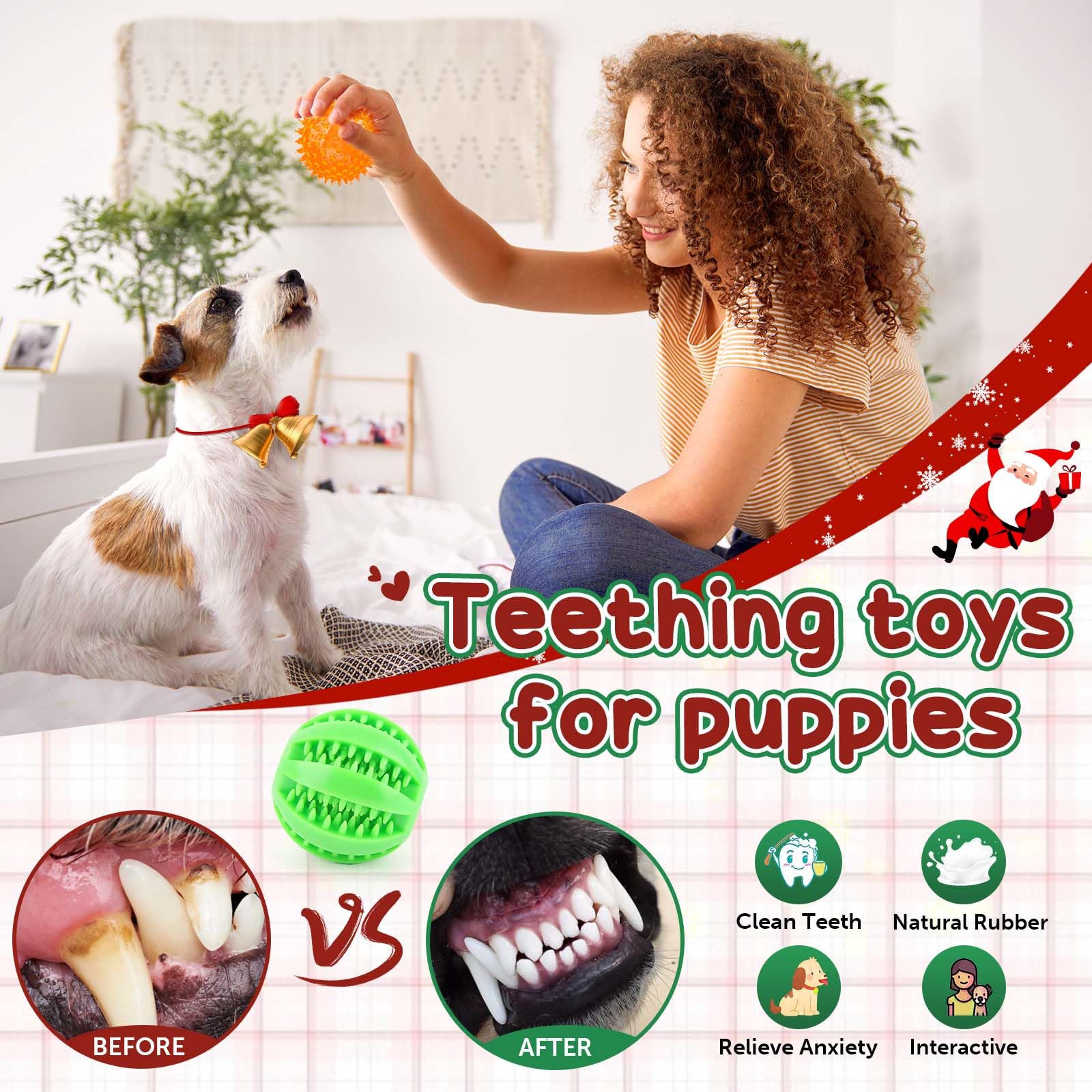 **9 Pack Dog Toys - Durable Puppy Chew Toys for Teething, Interactive Squeaky Plush & Rubber Rope Toys for Small Dogs, Treat Balls & Bones for Aggressive Chewers - Perfect for Indoor Play, Training & Dental Cleaning**