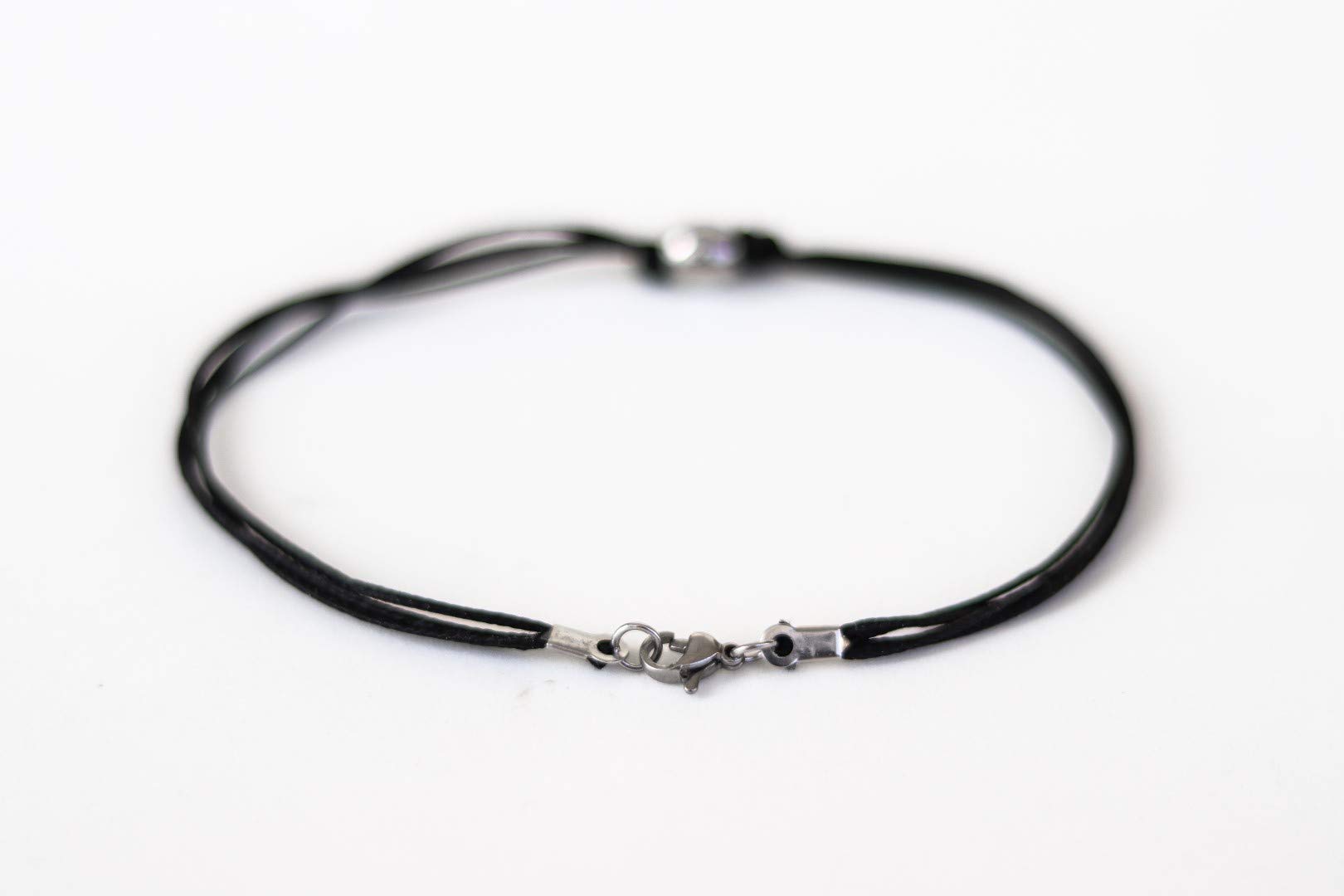 **Men's Silver Stainless Steel Bead Anklet with Black Cotton Cord - Adjustable Ankle Bracelet for Brother, Boyfriend - Waterproof Beach & Summer Jewelry Gift for Outdoor Activities**