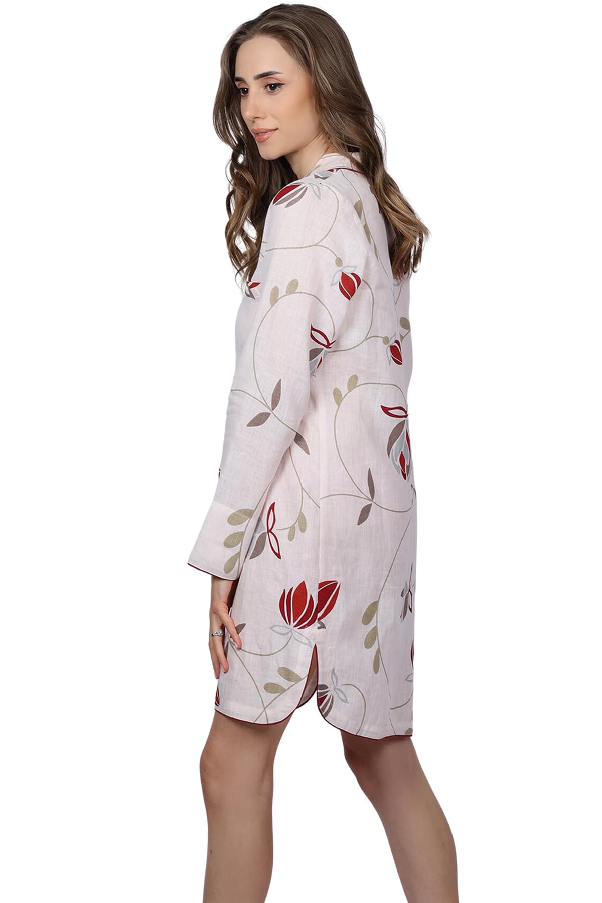 Women's Button Down Nightgown Sleepshirt - Notch Collar Pajama Top with European Tailoring | Perfect for Cozy Nights & Relaxing at Home