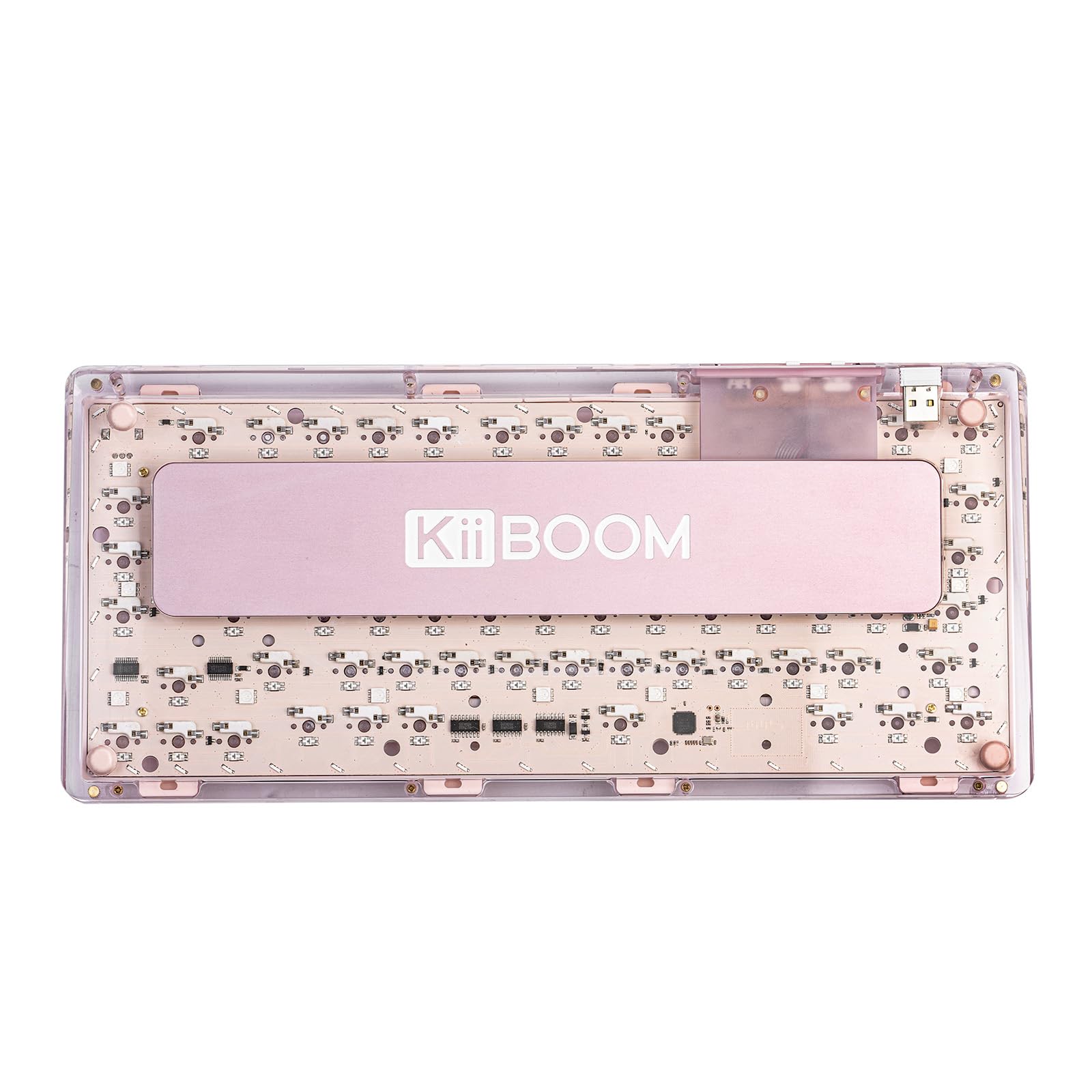 KiiBoom Phantom 81 V2 75% Hot Swappable Crystal Gasket-Mounted Mechanical Keyboard - Triple Mode NKRO Gaming Keyboard with South-Facing RGB, Clear Keycaps, 4000mAh Battery for Windows/Mac (Pink) | Perfect for Gaming, Typing & Office Work