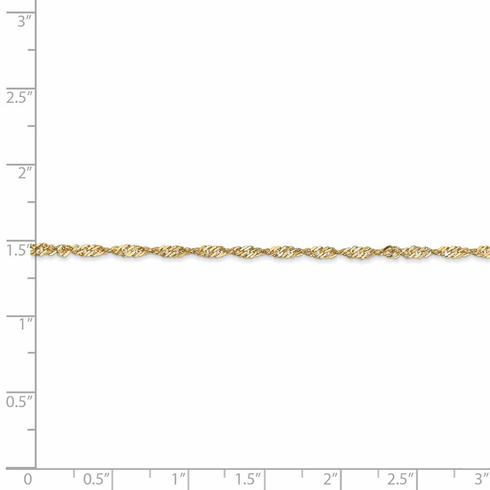 The Black Bow 1.6mm 14k Yellow Gold Diamond Cut Singapore Chain Necklace - Perfect for Elegant Evening Wear and Special Occasions