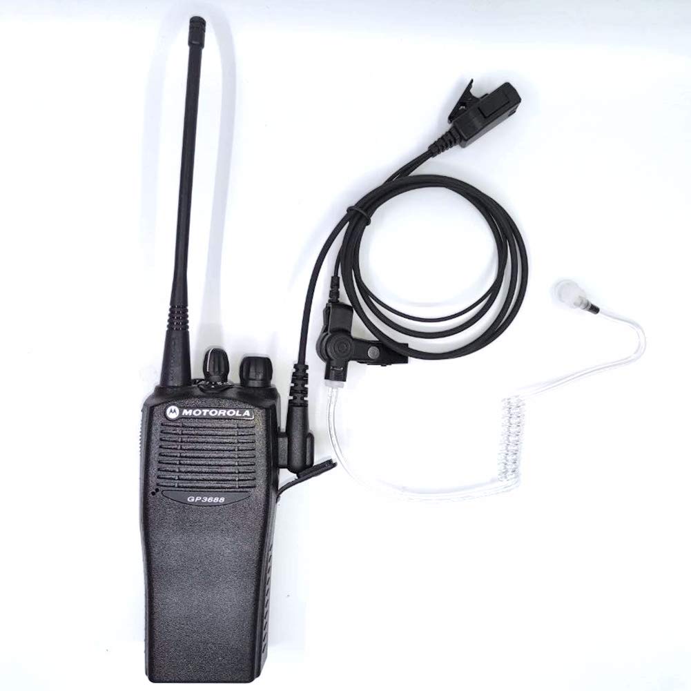 Motorola Walkie Talkie Headset with Microphone - 2 Pin Acoustic Tube Earpiece for CP200 GP2000 CLS1410 CLS1450 CLS1100 Models (2 Pack) - Ideal for Construction, Security & Event Communication