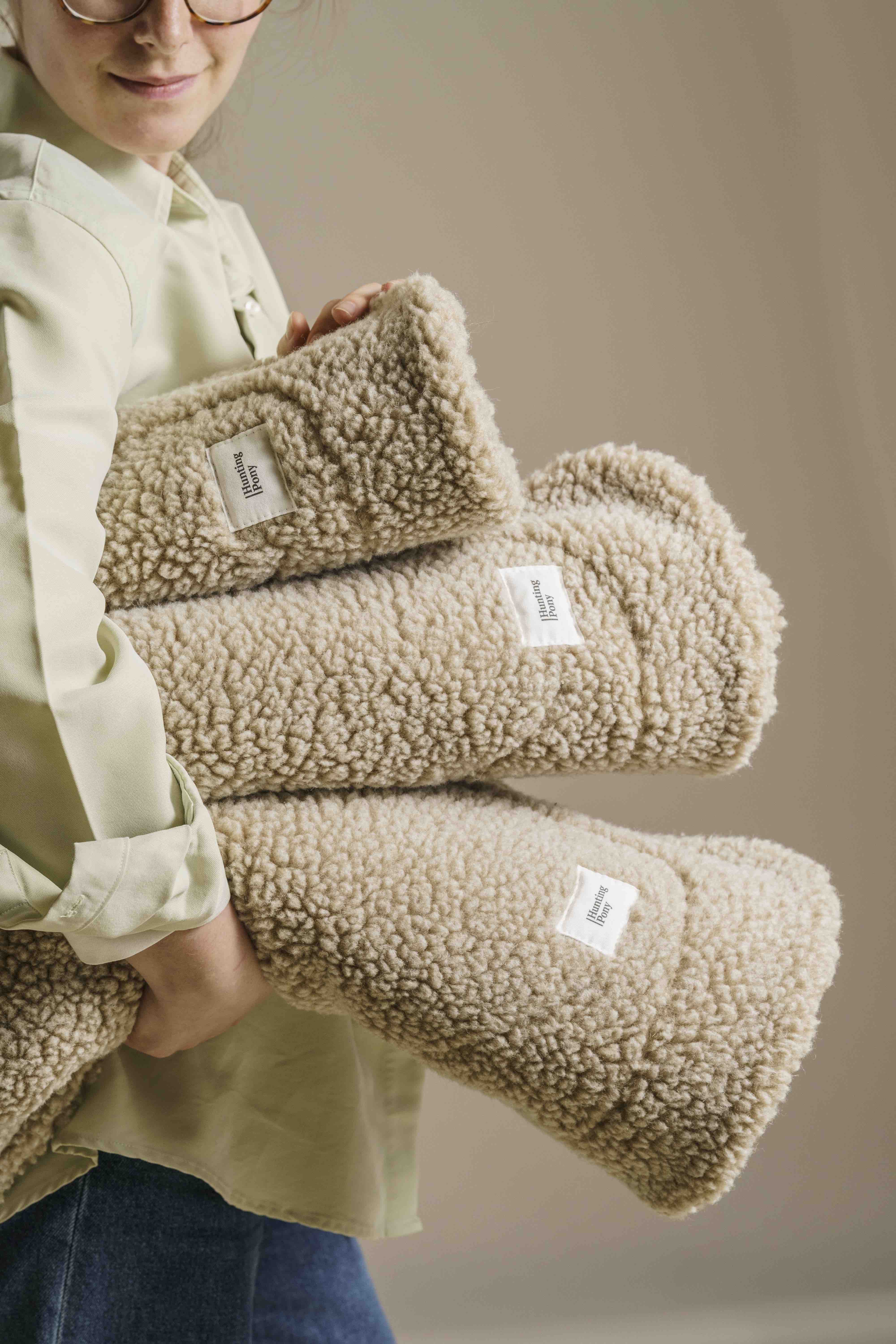 Cozy Dog Blanket for Small & Medium Dogs - Soft & Warm Beige Pet Blanket for Beds, Couches & Travel - Sleepy Pony Design for Comfortable Napping