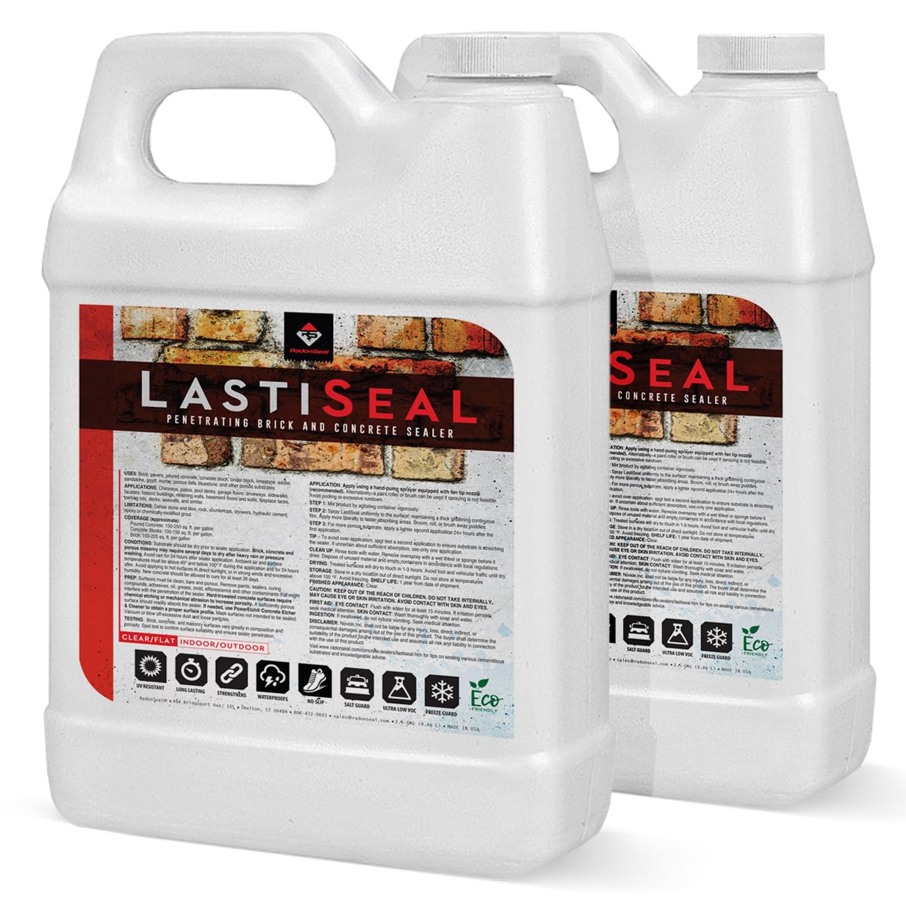 LastiSeal Brick & Concrete Sealer - 5 Gallon Waterproofing Sealant for Brick, Concrete, Pavers & Porous Stone - Flat/Natural Finish - Enhances Durability & Weather Resistance - Ideal for Driveways, Patios & Masonry Projects