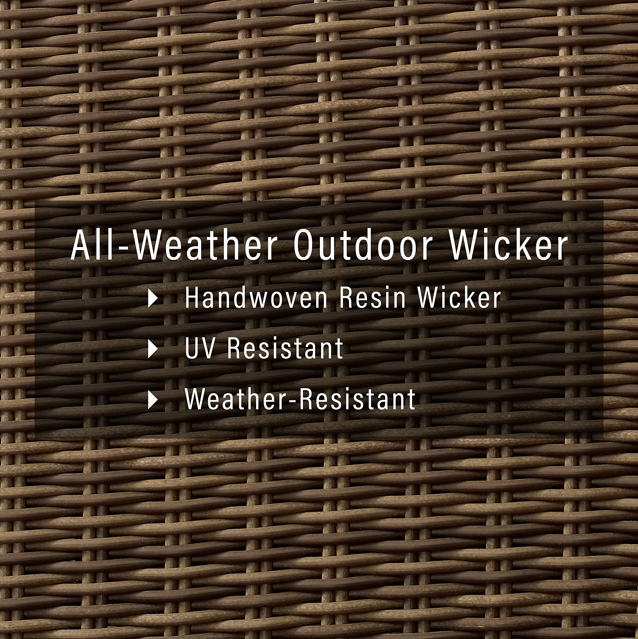 Crosley Bradenton 3-Piece Outdoor Wicker Loveseat Set with Navy Cushions - Patio Furniture for Porch, Garden & Backyard - Brown Weather-Resistant Conversation Set for Relaxing Outdoors