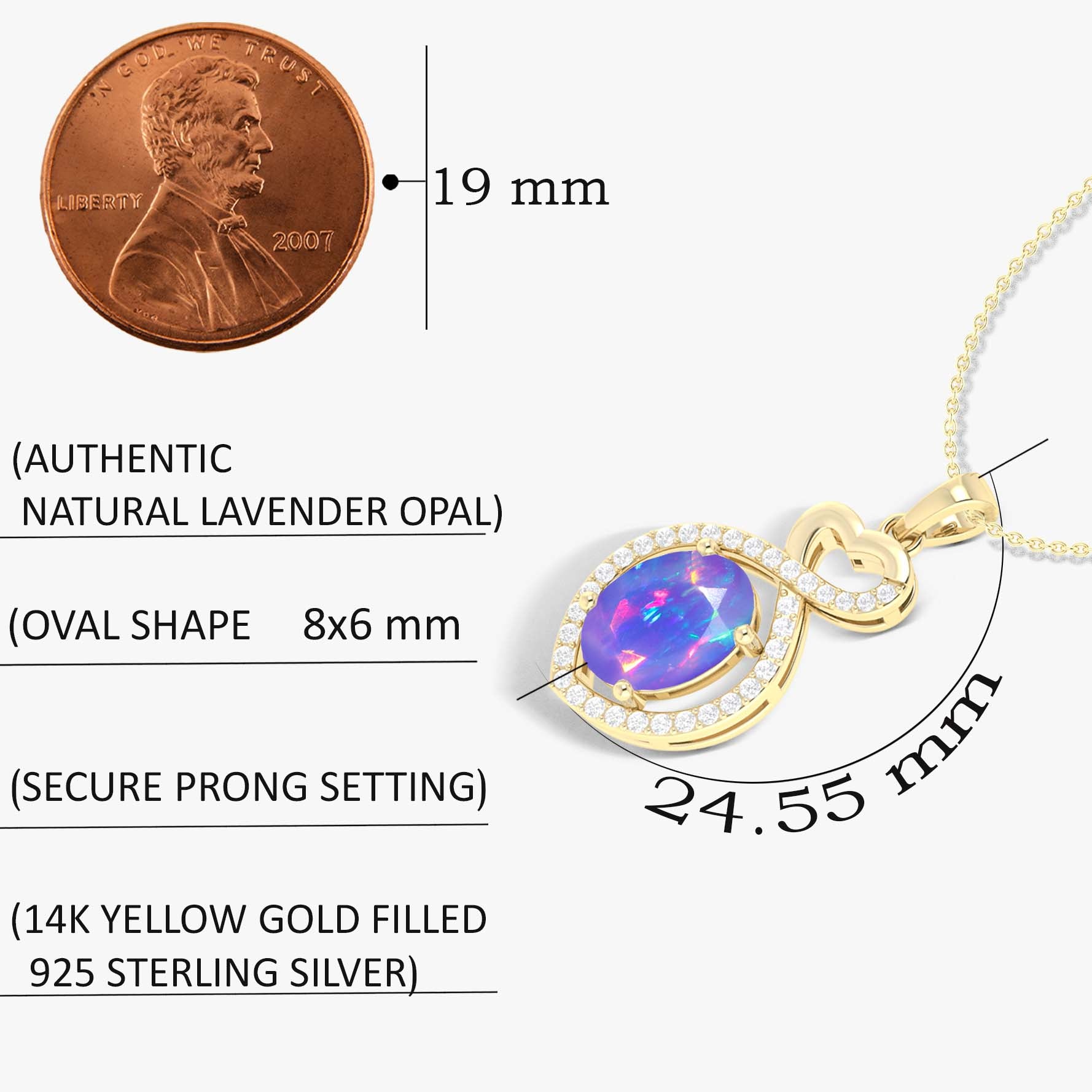Natural Lavender Opal Mini Heart Pendant Necklace - Dainty Silver Chain Jewelry for Women, Perfect for Valentine's Day Gifts & Everyday Elegance
