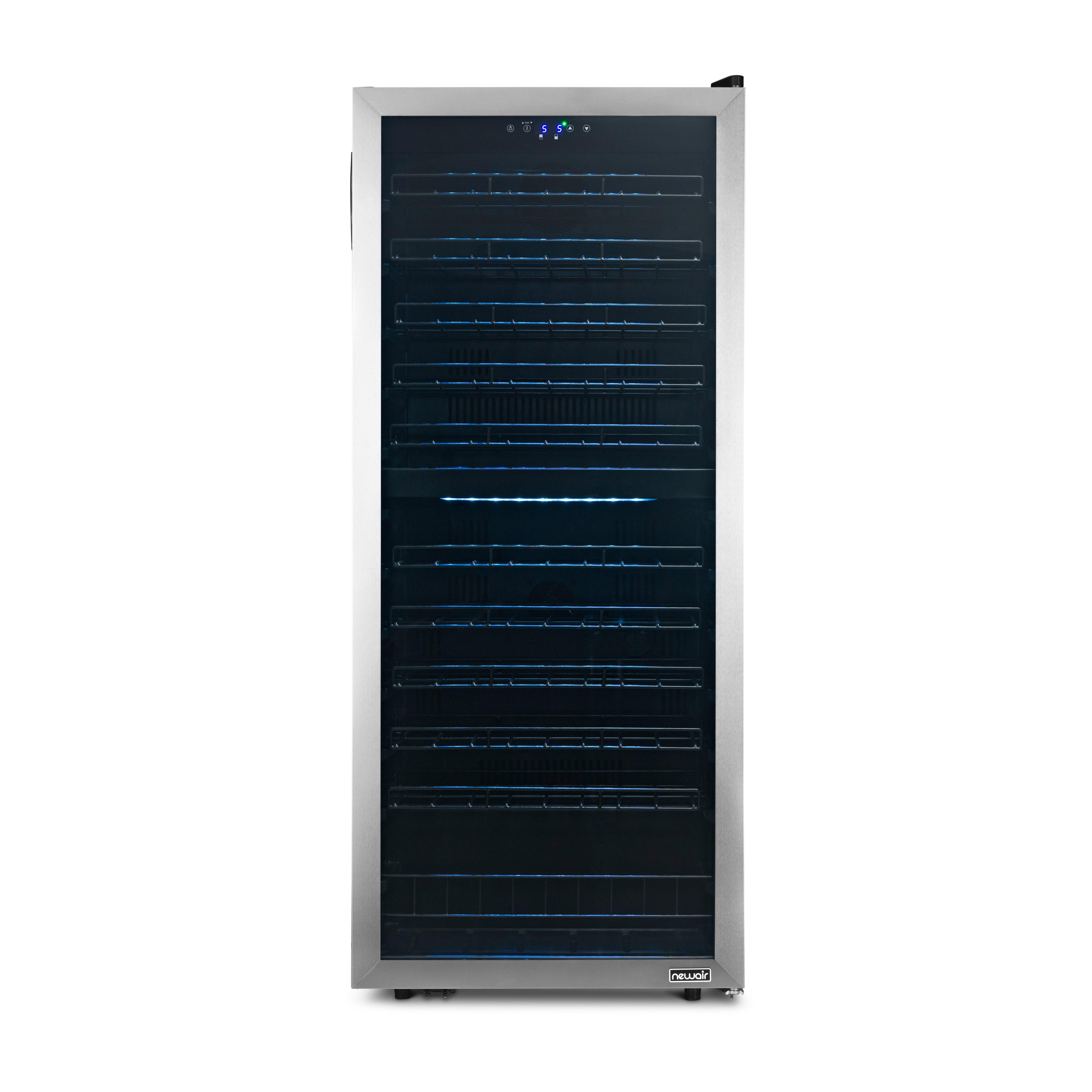 Newair® 98 Bottle 23 Inch Stainless Steel Freestanding Dual Zone Wine Cooler Refrigerator - Perfect for Home Bars, Restaurants, and Wine Cellars
