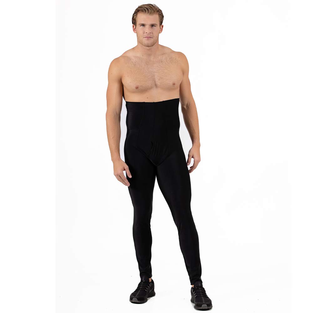 Insta Slim Men's Compression Hi-Waisted Workout Pants - MP2005 | High Waist Tights for Fitness Training, Gym & Running | Shapewear for Men with Slimming Effect