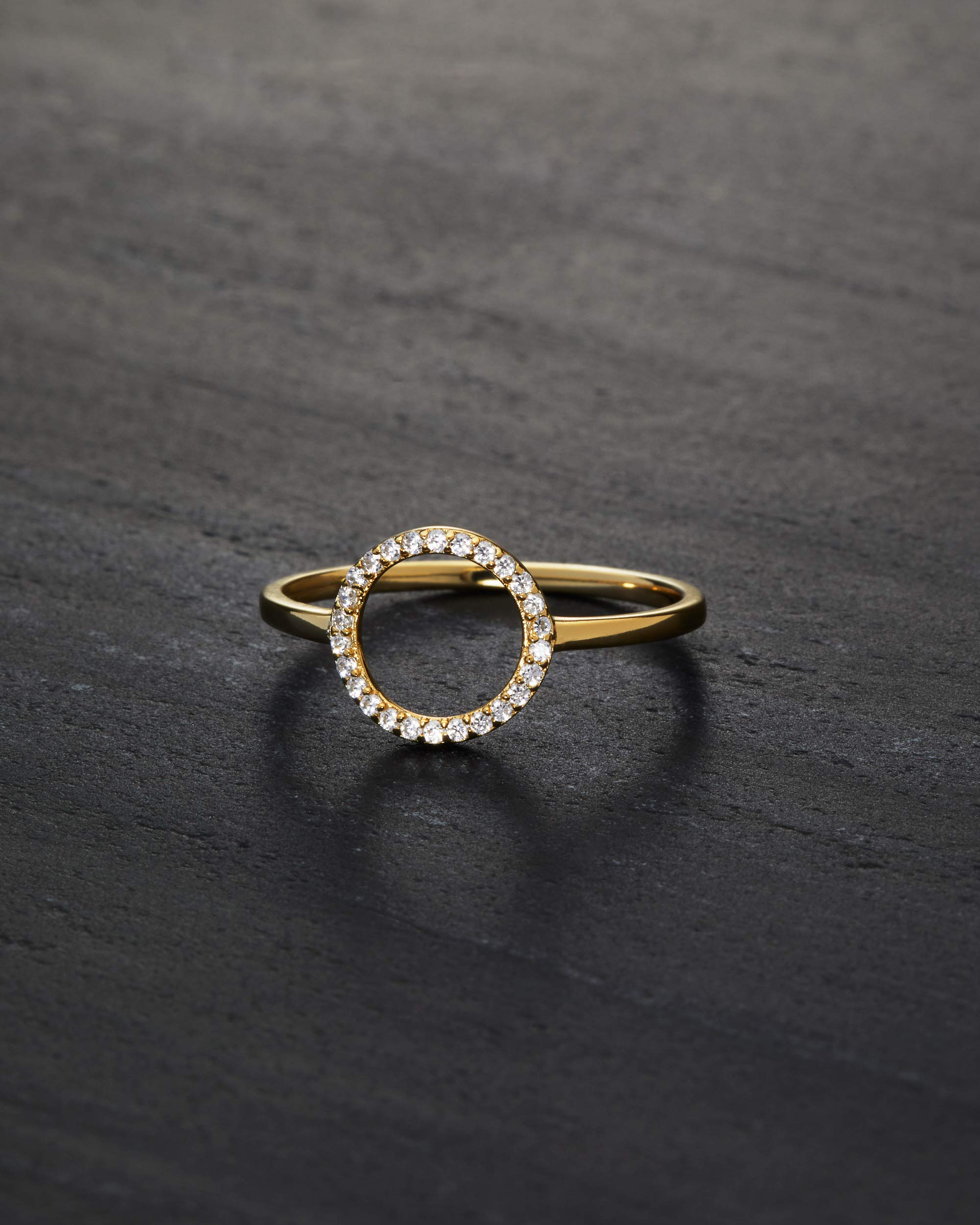 Milla Sterling Silver Rings for Women - Dainty Stackable Open Circle & Chain Gold Rings for Everyday Wear, Layering & Gift Giving