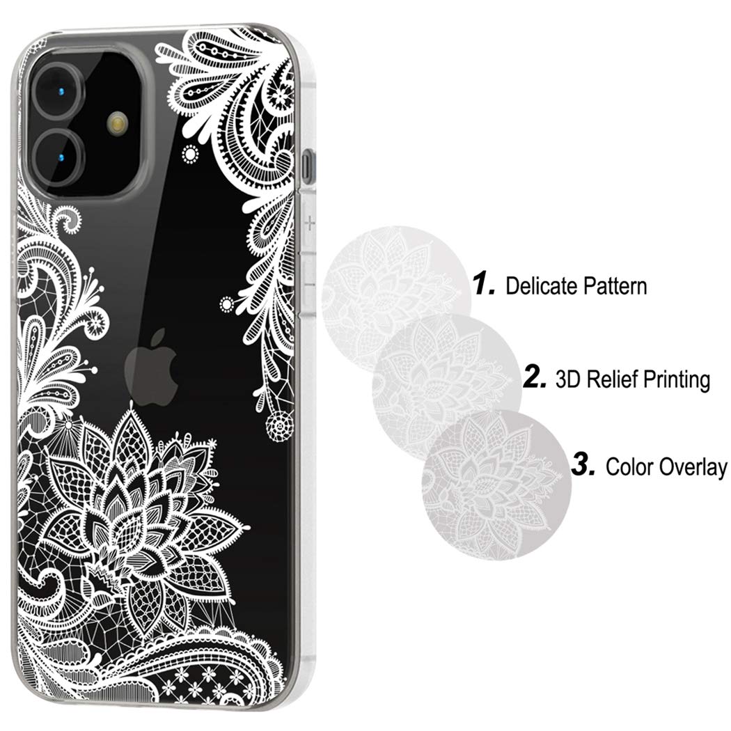 iPhone 11 Case 6.1 Inch - Slim Shockproof Clear Floral TPU Protective Cover for Women | Soft Flexible Mandala Design | Perfect for Everyday Use, Work & Travel