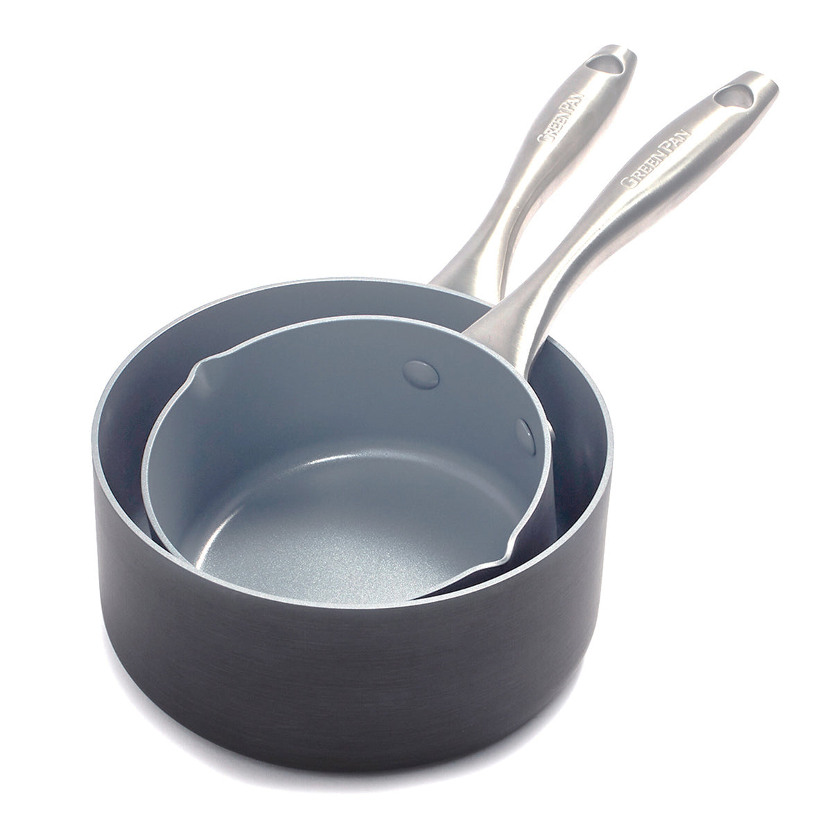 Premium Lima Ceramic Nonstick Saucepan Set - 1 Quart & 2 Quart Pots for Cooking, Boiling & Simmering - Healthy Eco-Friendly Kitchen Cookware for Pasta, Soup & Sauces