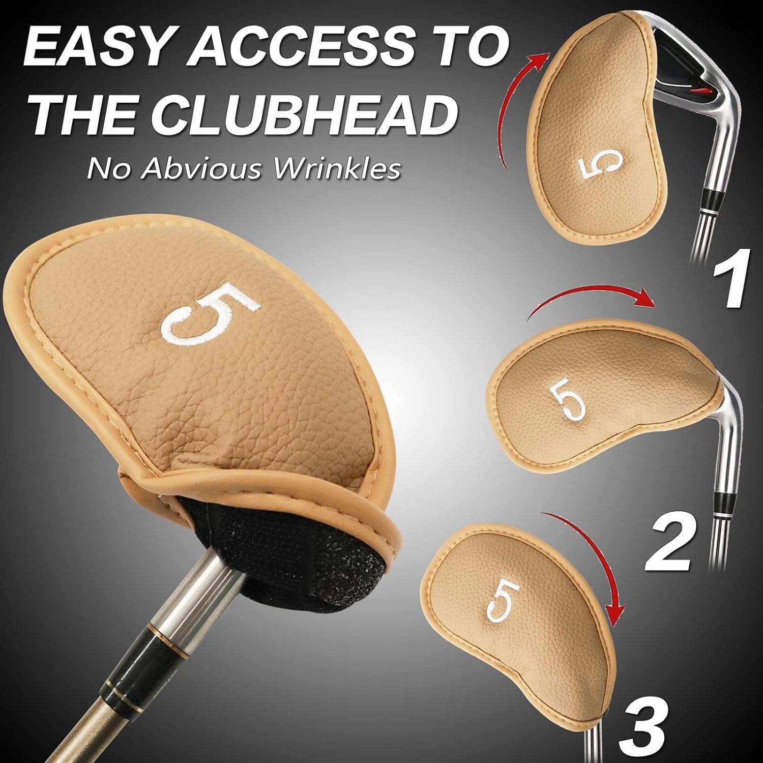 Premium 12-Piece Synthetic Leather Golf Iron Head Covers Set - Universal Fit for Most Iron Clubs | Durable Club Protection | Ideal Gift for Golfers | Perfect for Course Play & Club Storage