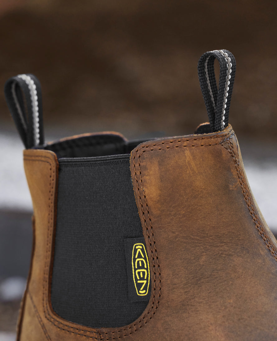 Men's Lansing Steel Toe Chelsea Boots - Dark Earth & Black Work Boots for Construction, Warehouse & Outdoor Safety