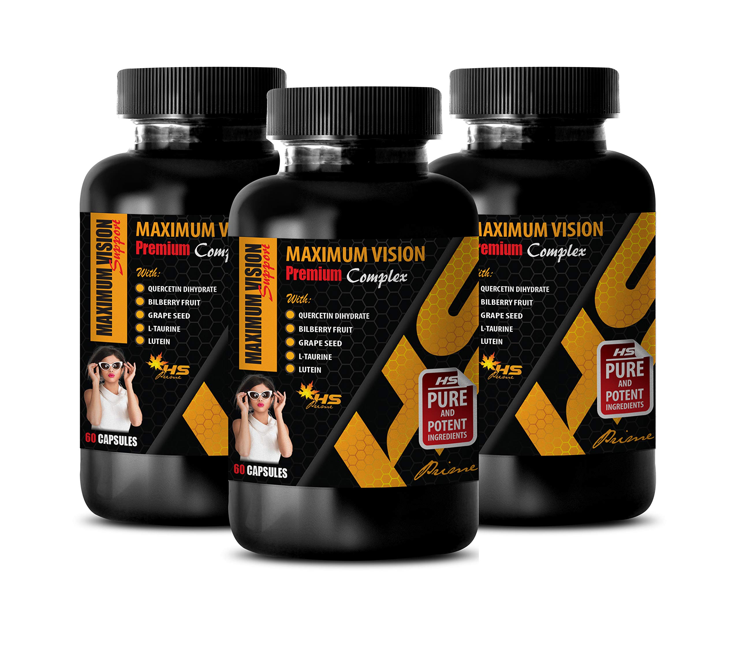 Premium Eye Care Vitamins with Grape Seed Extract - Maximum Vision Support Complex - 180 Capsules (3 Bottles) - Supports Healthy Vision for Screen Users & Night Drivers