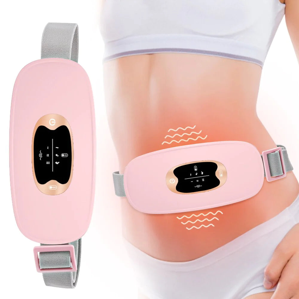 Electric Heating Menstrual Pad Belt with Vibration & Heat Therapy - Period Pain Relief for Women - Comfortable Cramp Relief at Home, Work or During Sleep