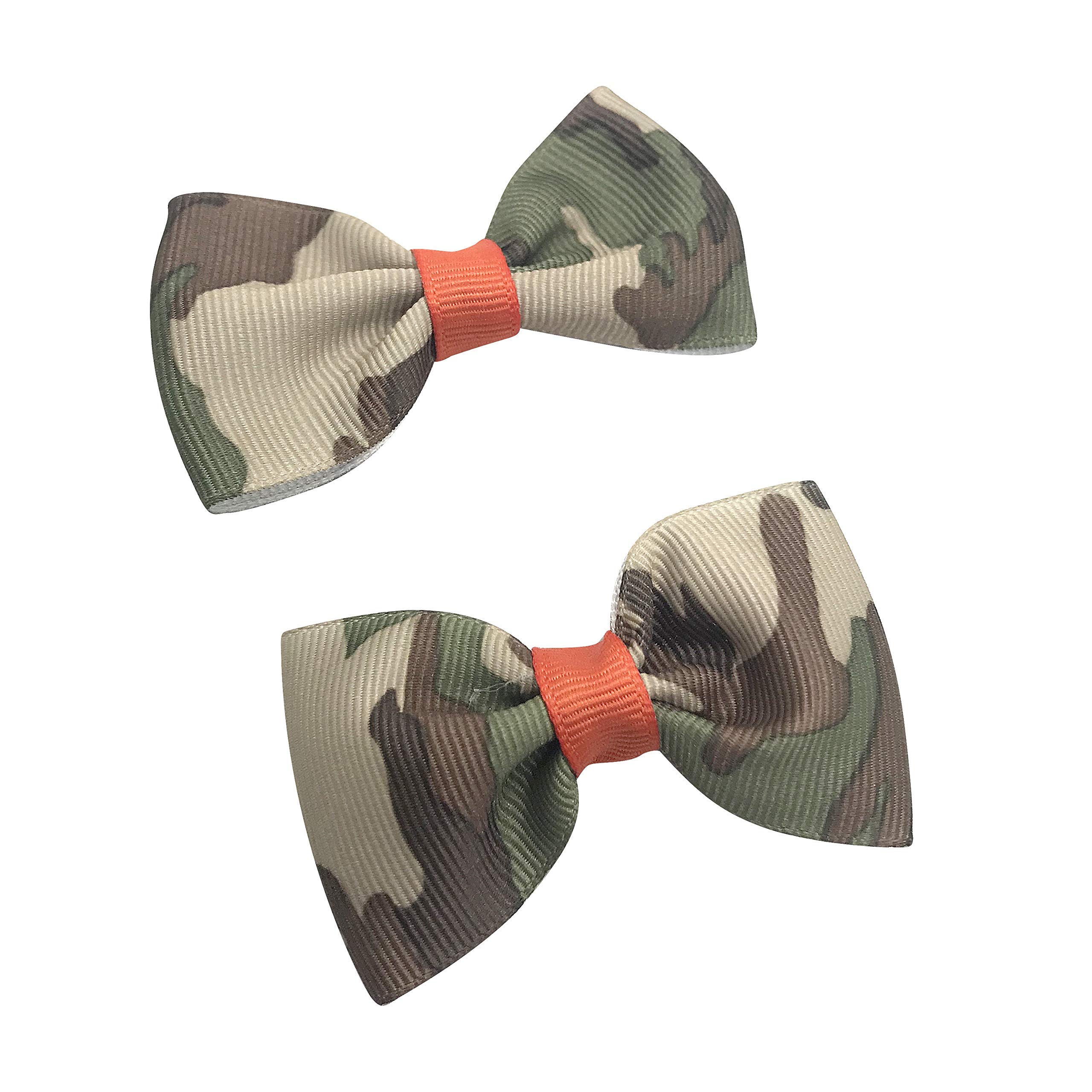 Halloween Camo Hair Bows for Girls - Fall Hunting Pigtail Bows for Toddlers