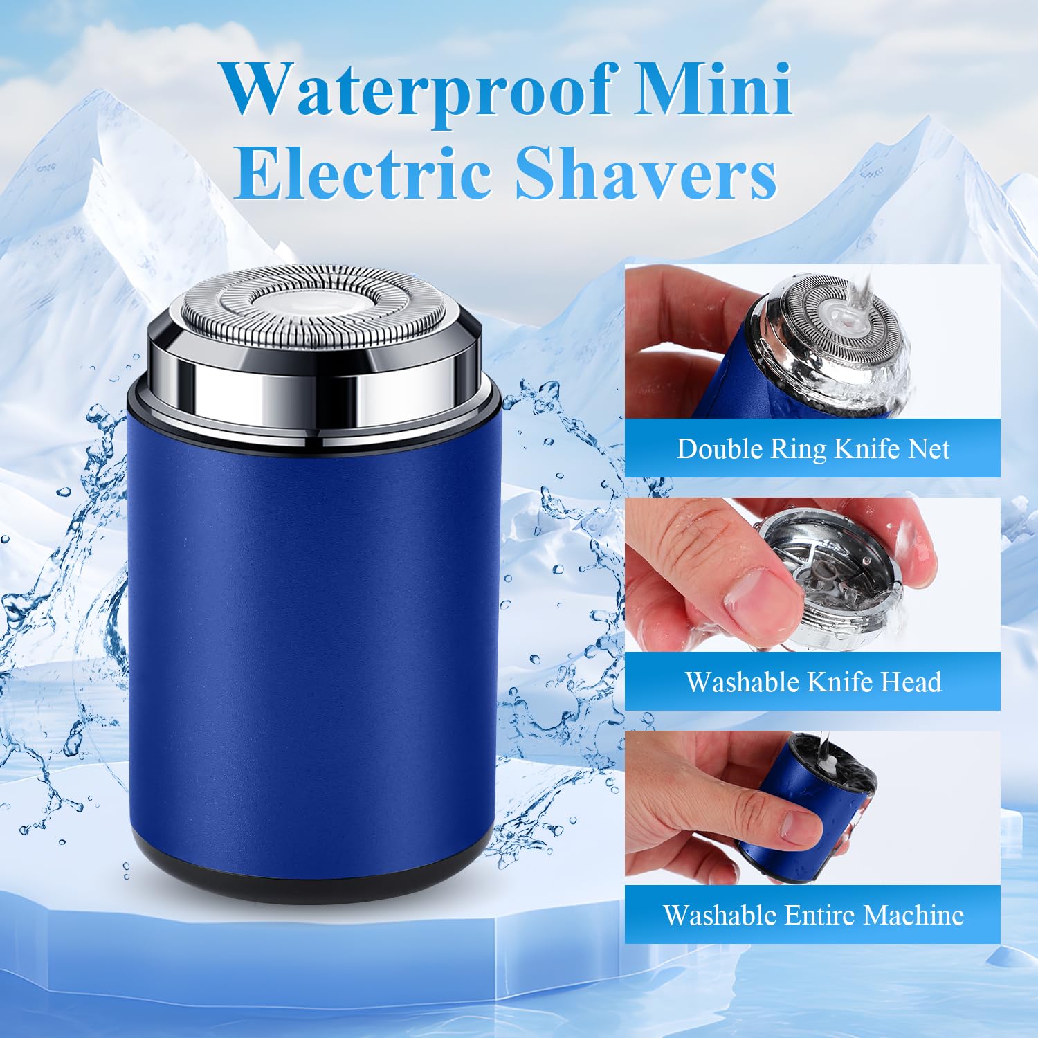 Unisex Mini Portable Electric Shaver - USB C Rechargeable Waterproof Trimmer for Face, Legs, Armpit, Chest & Body Hair | Travel & Gym Essential (Blue)