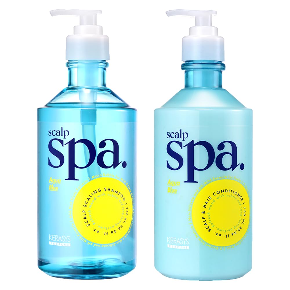 Kerasys Scalp Spa Shampoo & Conditioner Set - Silicone Free, Weakly Acidic with AHA, 25.36 fl oz (750ml) - Gentle Hair Care for Dry & Sensitive Scalp - Perfect for Daily Use & Color-Treated Hair