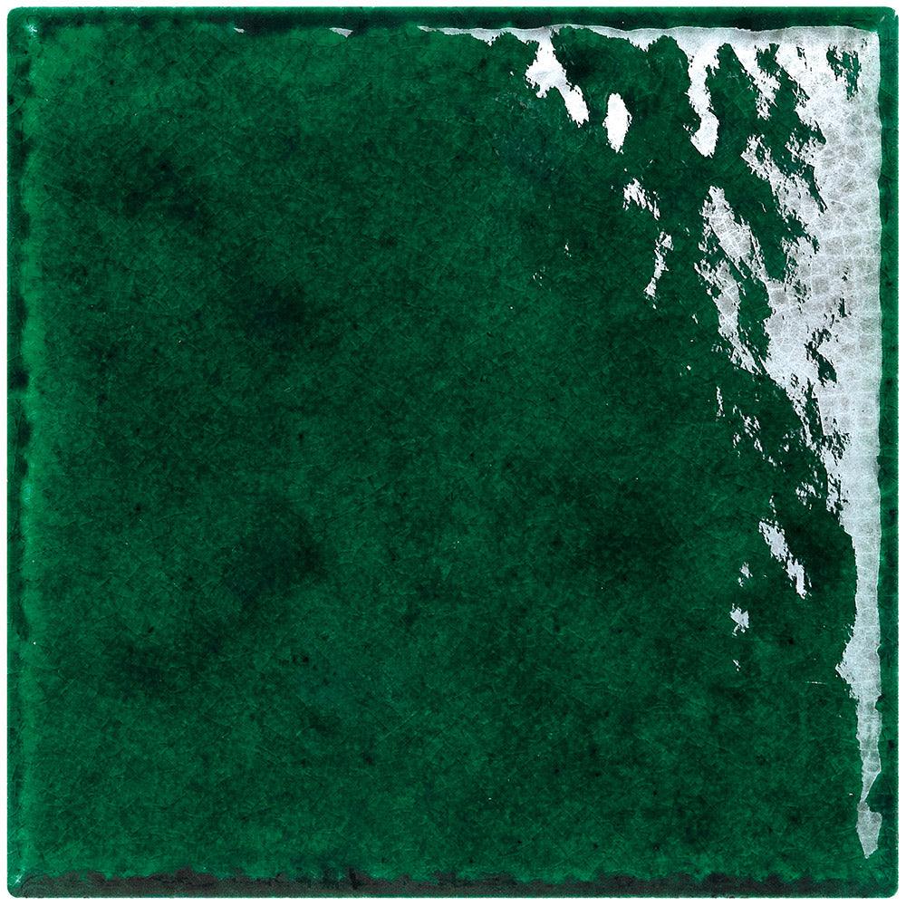 Premium Havana Hunter Green 100X100 Handmade Zellige Gloss Tile - Perfect for Kitchen Backsplash, Bathroom Walls & Mediterranean Style Home Decor