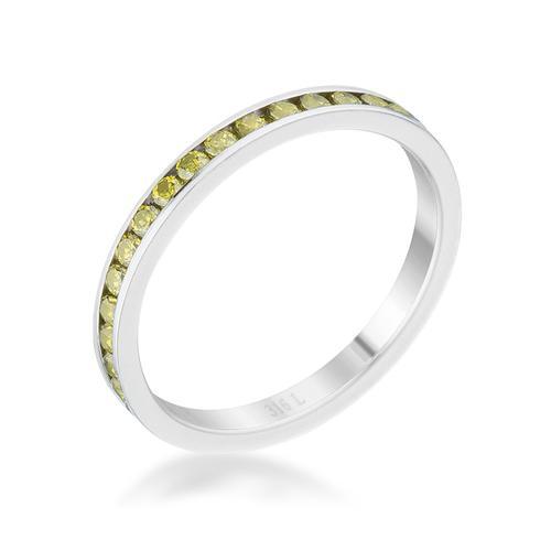 0.5ct Peridot & CZ Eternity Band Ring for Women - Sterling Silver Stainless Steel Wedding Band, Anniversary Gift, Stackable Ring for Everyday Wear