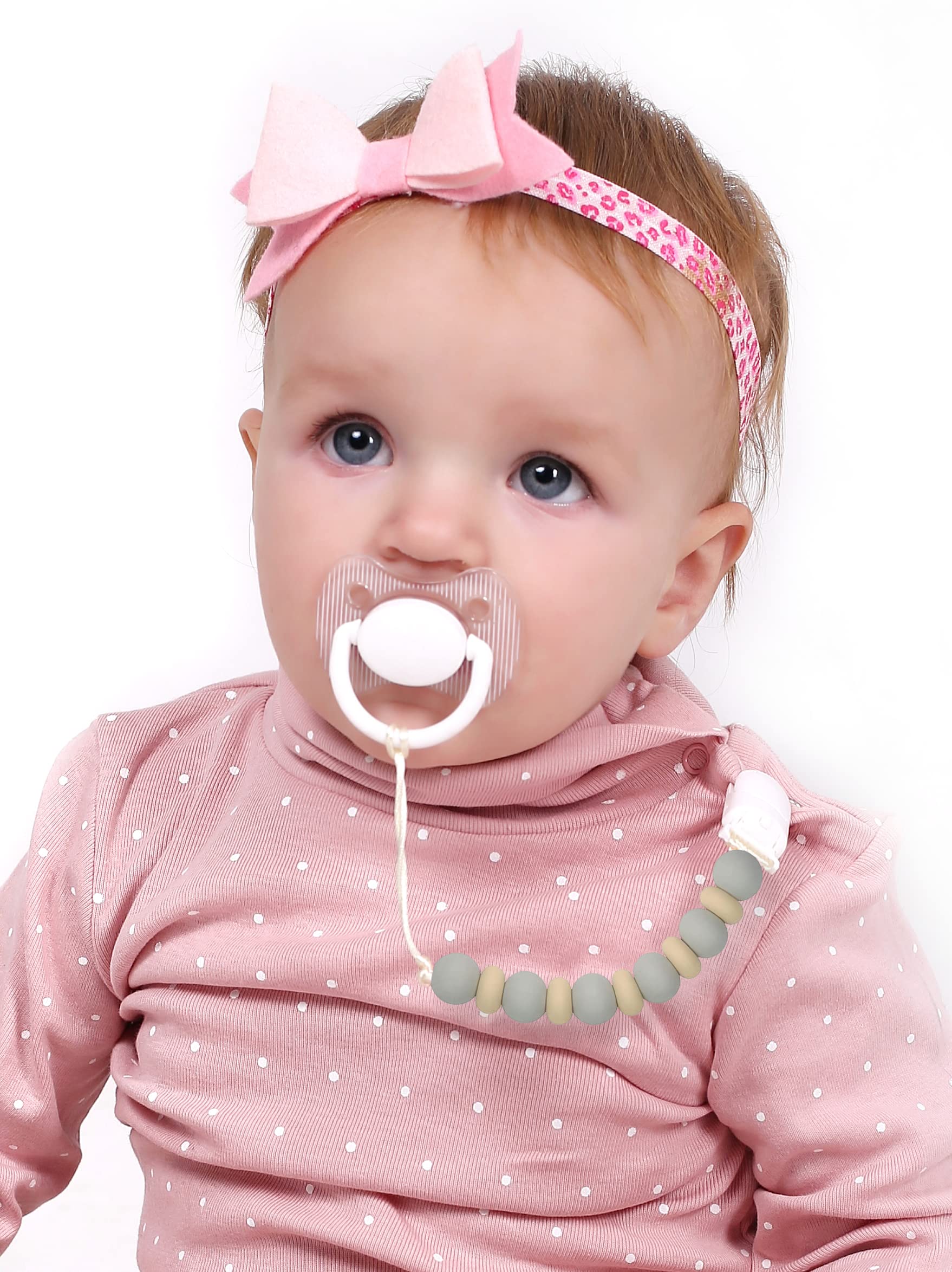 2PCS BPA-Free Silicone Pacifier Clips for Newborns - Baby Boy & Girl Soother Holder with Secure Fastening (Grey) | Ideal for Strollers, Car Seats & On-the-Go Parenting