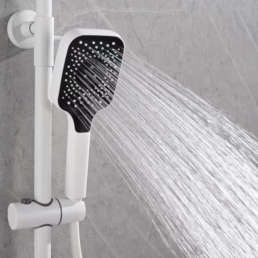 Premium Wall Mounted Shower System - White Rain Shower Combo with Piano Key Trim, 10