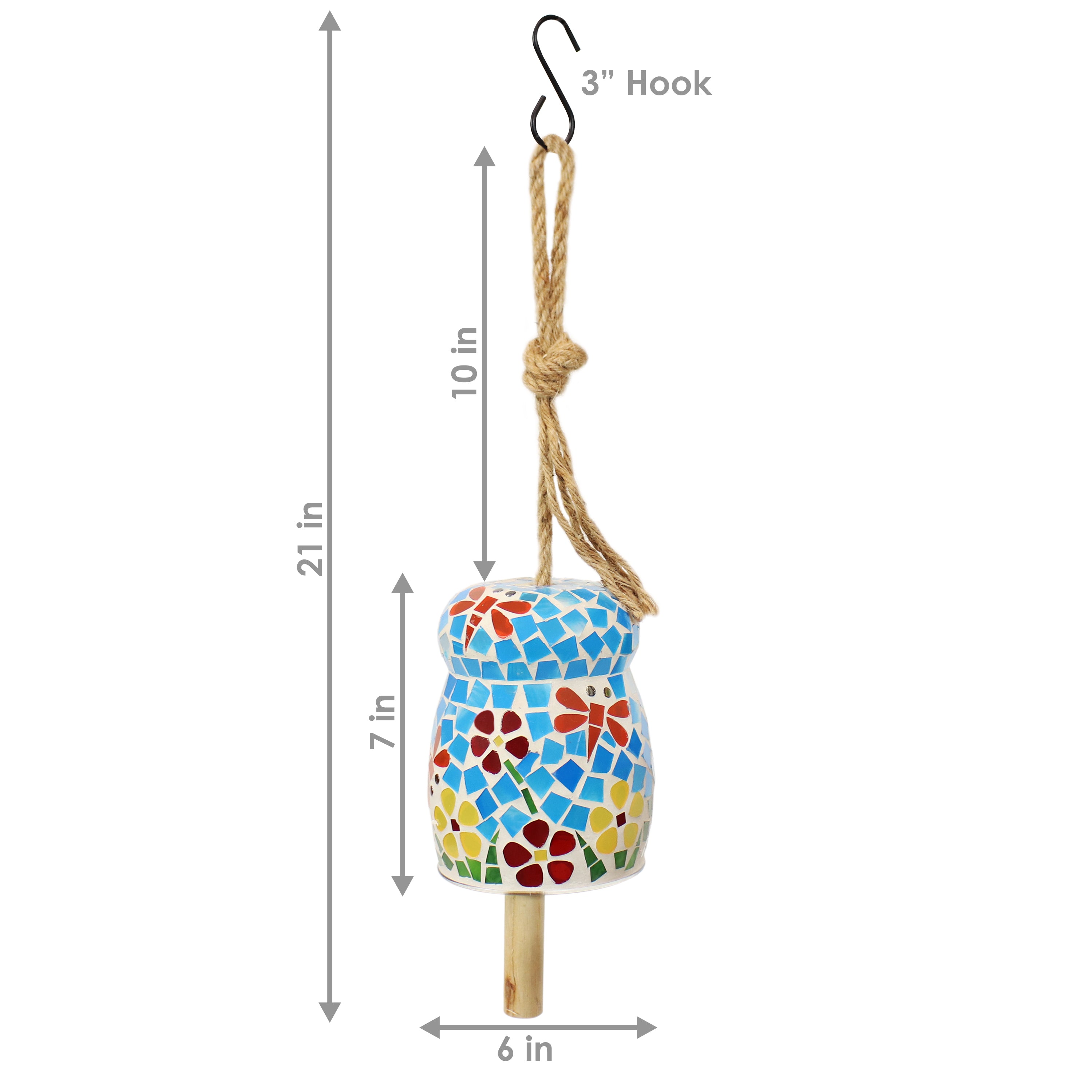 Sunnydaze Spring Flowers Mosaic Glass Wind Chime Bell - Outdoor Garden Decor for Patio, Porch & Backyard