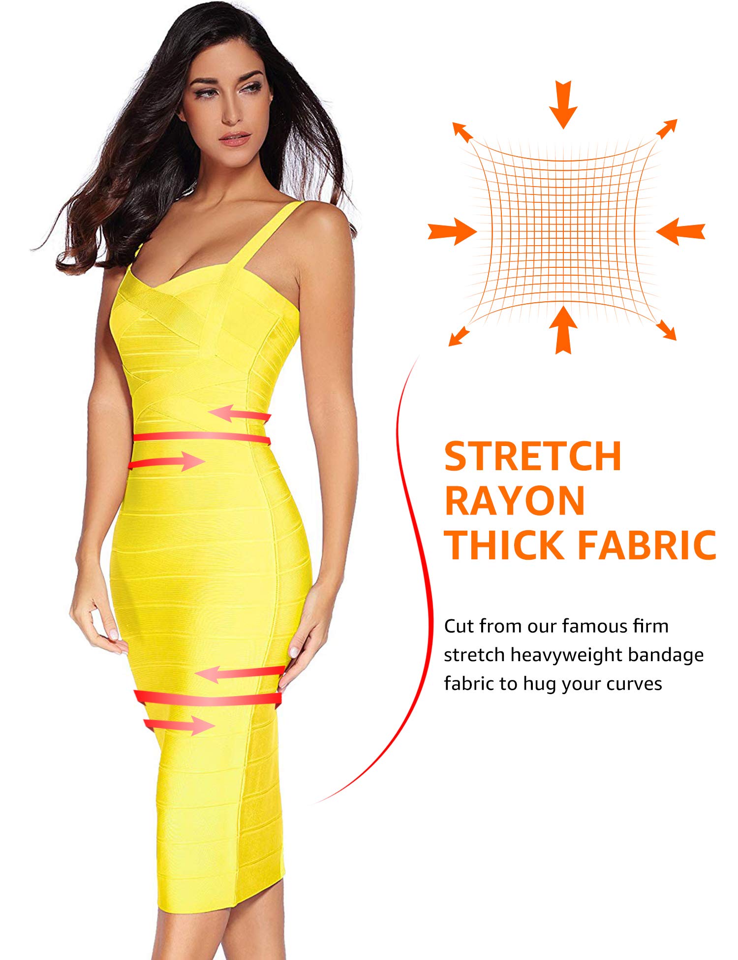 Women's Midi Bodycon Bandage Dress - Sexy Semi-Formal Cocktail Dress for Wedding Guest, Party & Night Out | Perfect for Date Nights, Club Wear & Special Occasions