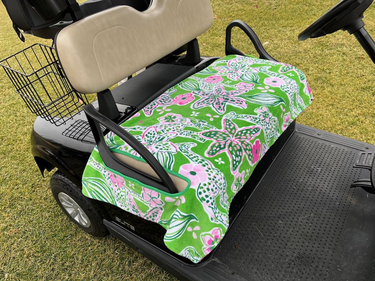 Premium Golf Cart Seat Cover - Soft Terry Cloth Blanket & Towel Cover for EZGO & Club Car - Reversible Double Layer Cotton - Warm & Cool Comfort - Perfect for Golf Courses, Camping & Outdoor Adventures