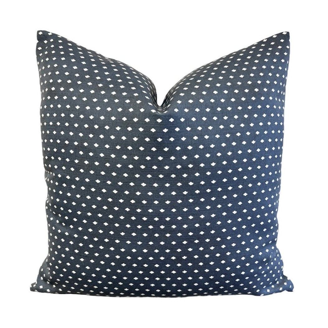 READY TO SHIP Maresca Calico Dot Navy Blue Designer Throw Pillows - Perfect for Living Room Sofa, Bedroom Decor & Home Styling