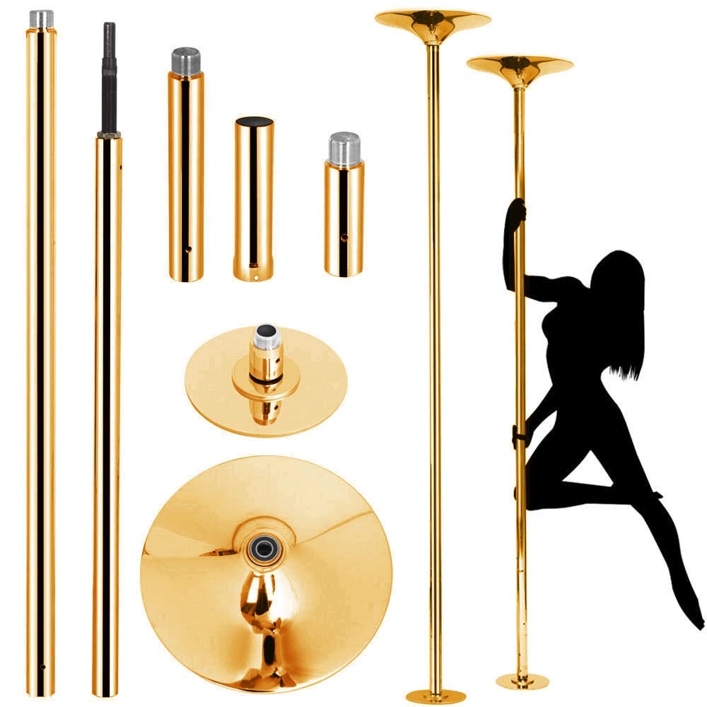 Professional 9FT Gold Dance Pole - Spinning & Static Stripper Pole for Home & Studio | Portable Removable Exotic Fitness Pole for Dance Workout, Pole Dancing Classes & Home Exercise