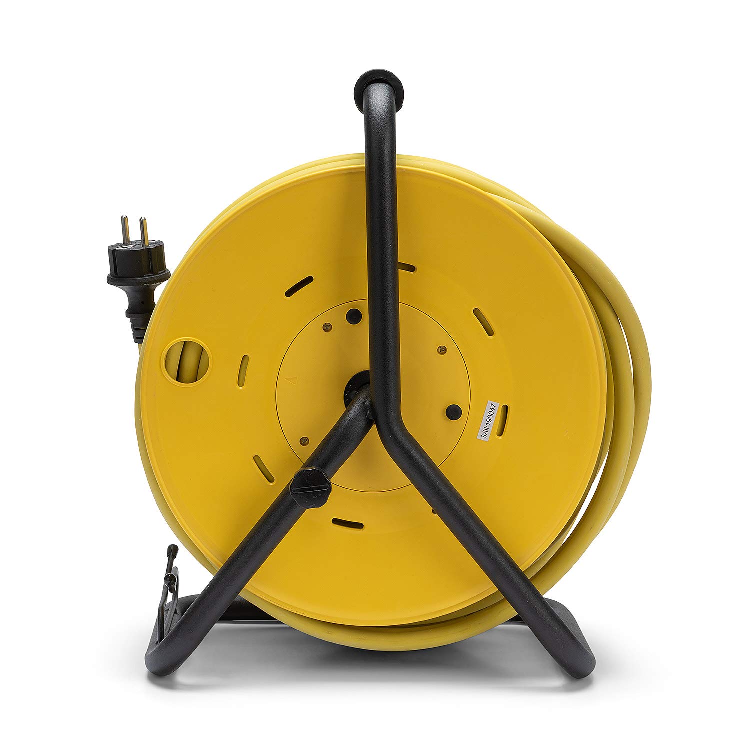 Stak REELPRO-FR-25 Professional Electric Cable Reel - 25m Waterproof IP44 Rubber Cord (3G2.5mm²) - Heavy Duty Construction & Garden Use - 4-Outlet Steel Frame with Yellow Housing - Perfect for Job Sites, DIY Projects & Outdoor Power Distribution