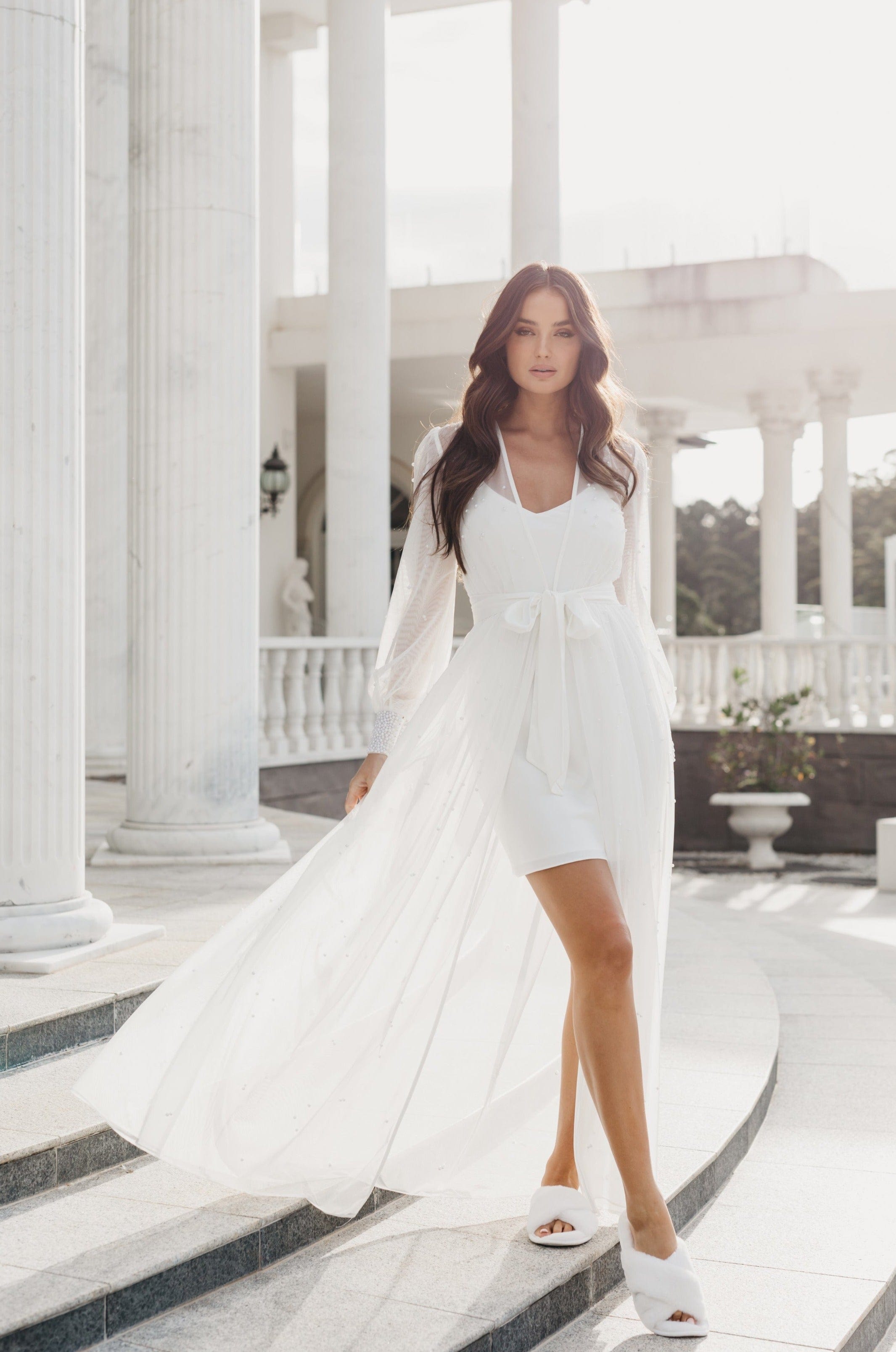 Elegant Ivy Hand-Beaded Pearl Mesh Maxi Dress with Slip - Perfect for Weddings, Parties & Special Occasions