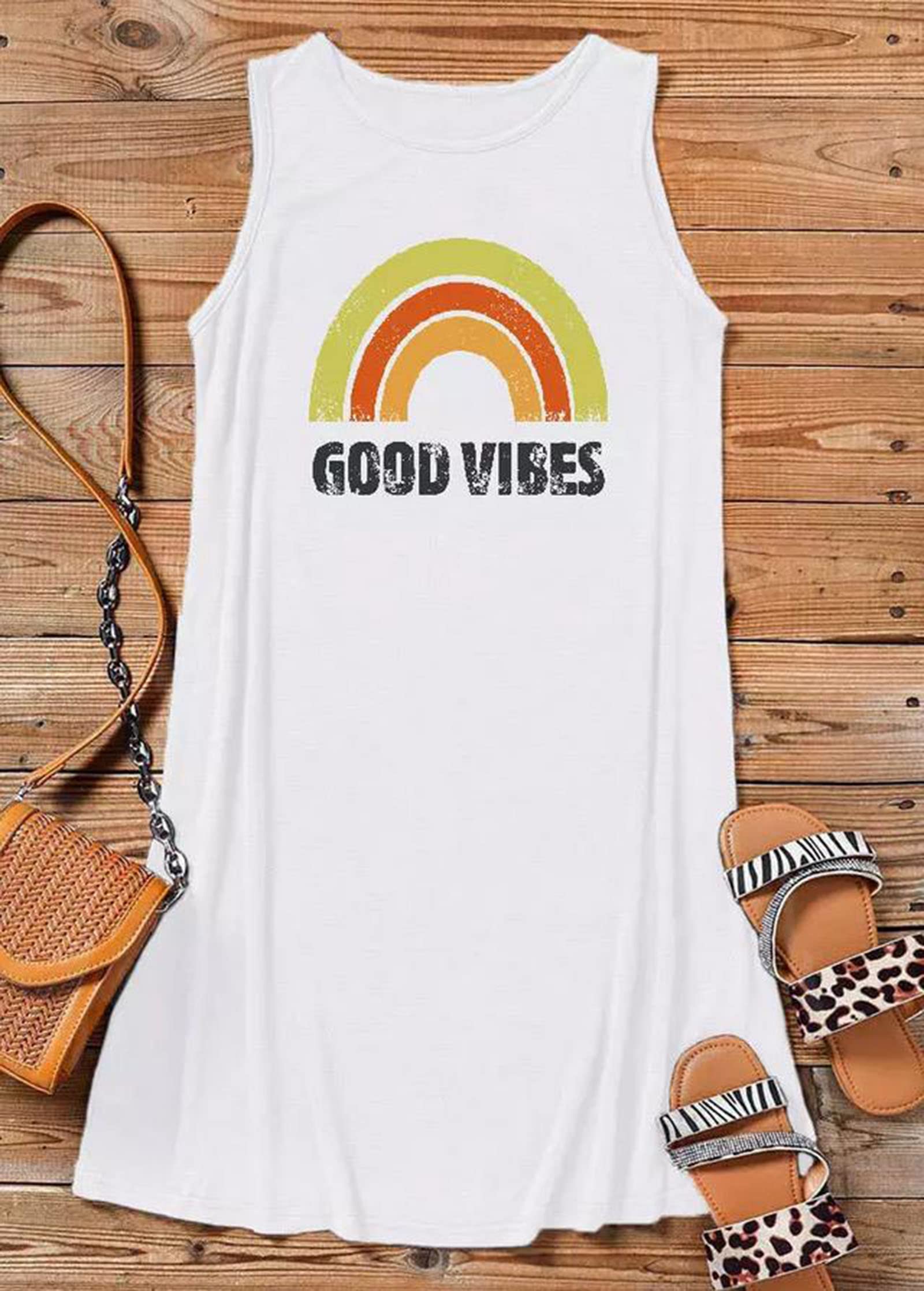 Women's Casual Loose Sleeveless Mini Dress - Sun Salt Sand Coconut Tree Tank Top for Beach Party & Summer Vacation | Perfect for Poolside, Tropical Getaways & Boho Outfits