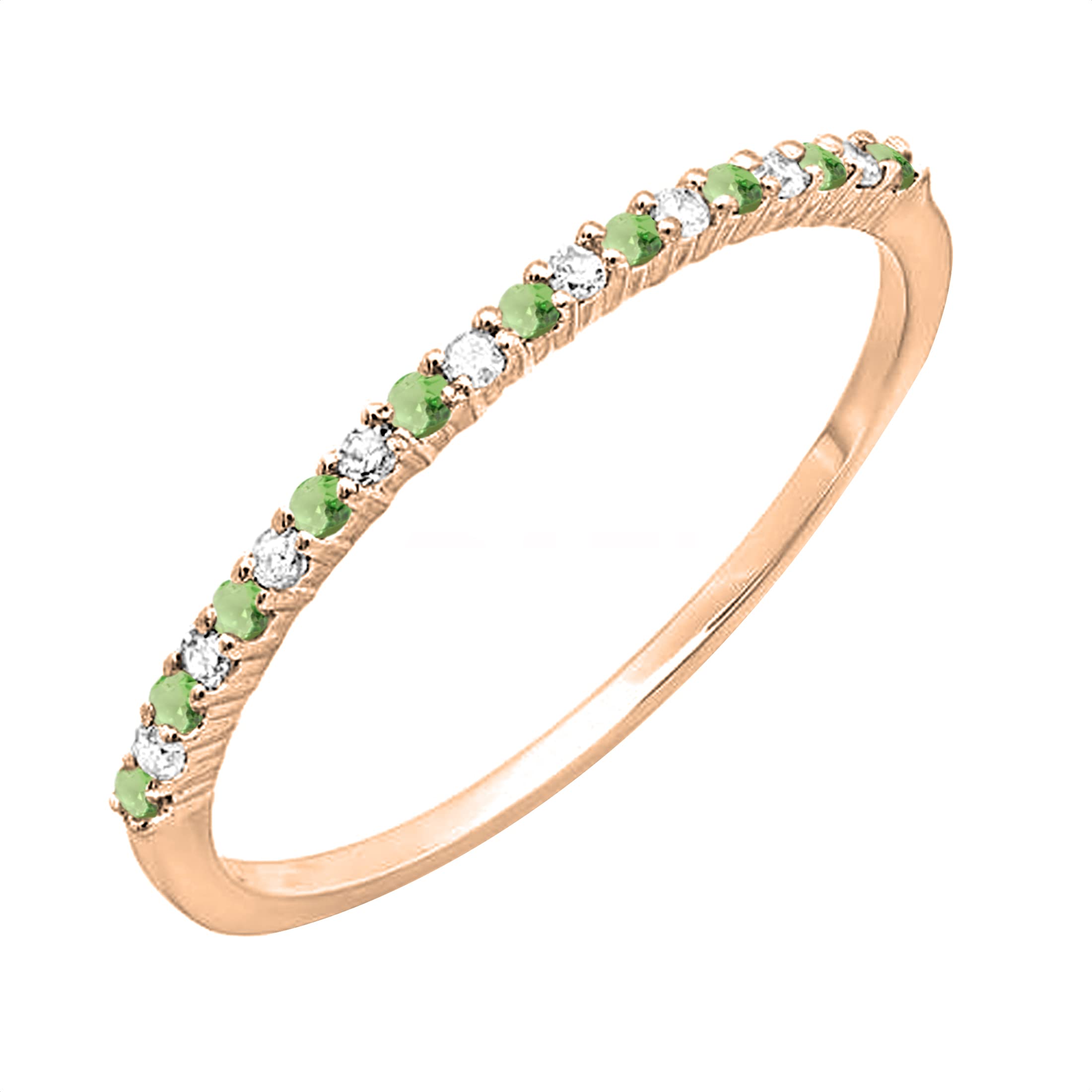 Dazzlingrock Women's Solid Gold Round Peridot & Diamond Stackable Wedding Band Ring - Elegant Bridal Jewelry for Engagement, Anniversary & Special Occasions