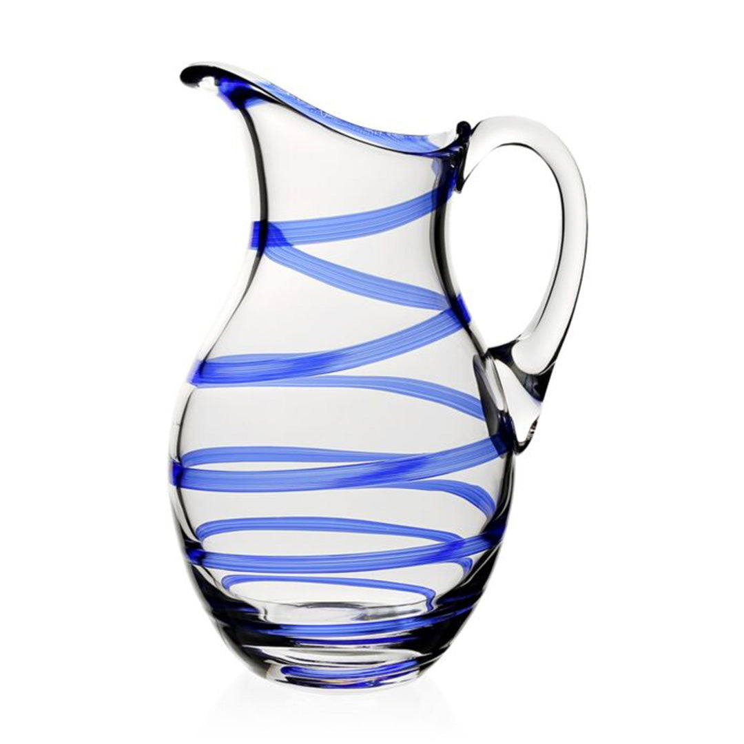 Bella Glass Pitcher with Blue Swirl Design - Elegant & Durable for Iced Tea, Lemonade, and Water - Perfect for Parties, Picnics, and Home Entertaining
