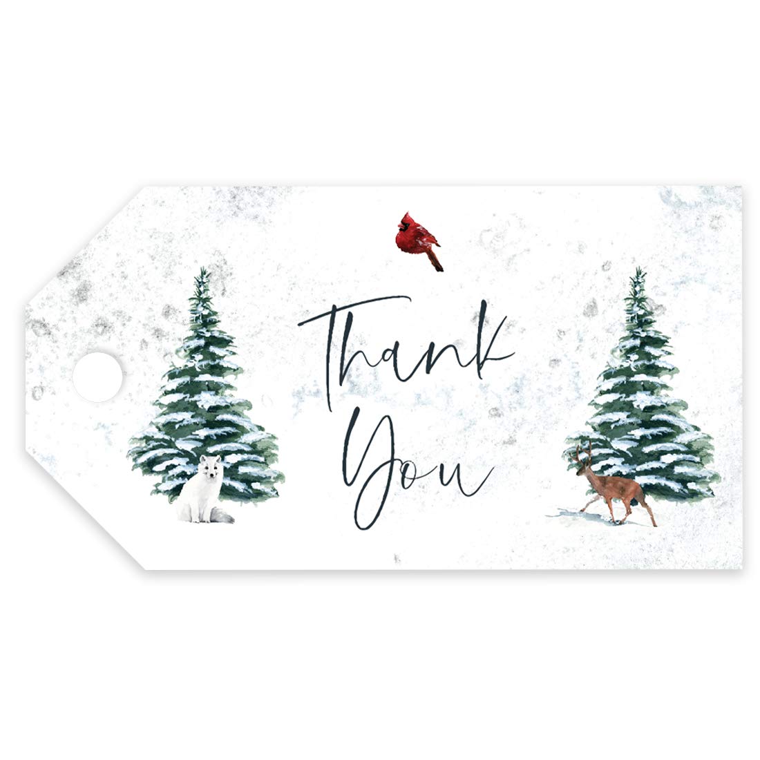 Andaz Press Winter Snowy Woodland Forest Watercolor Baby Shower Party Collection - 20-Pack Classic Gift Tags & Thank You Cards for Baby Shower Favors, Gifts & Invitations - Perfect for Winter Baby Showers, Newborn Celebrations & Holiday Parties