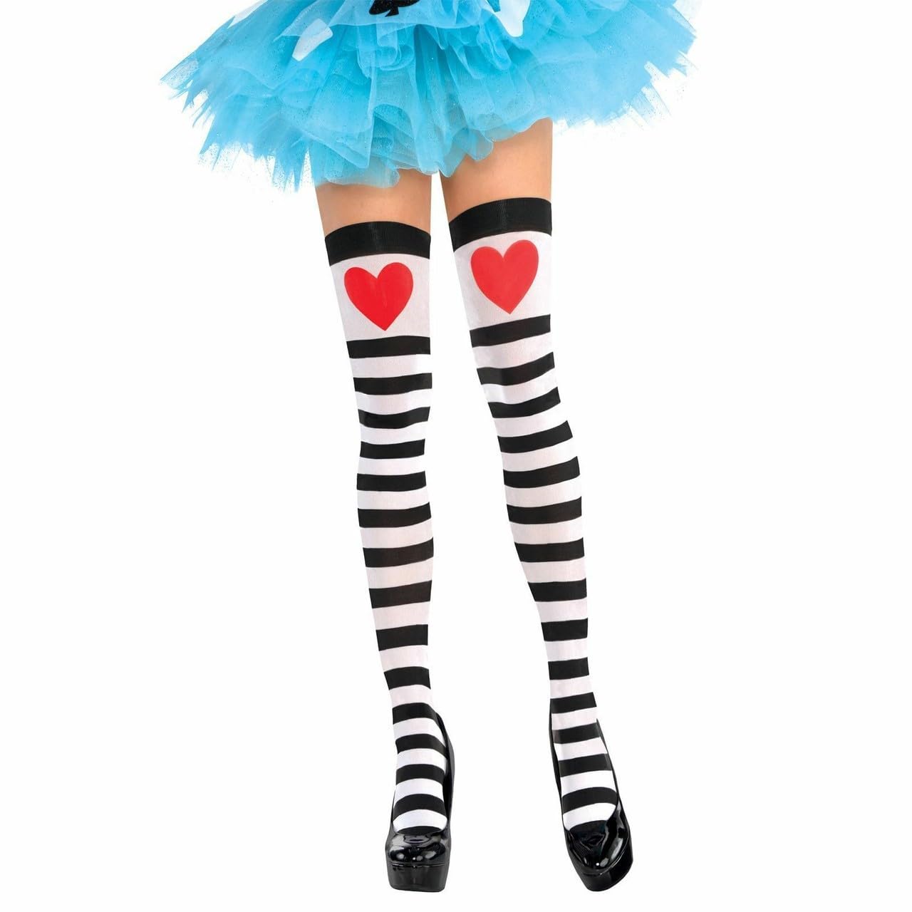 Sexy Red Heart Striped Thigh High Stockings for Women - Fancy Dress Costume Accessory - Perfect for Valentine's Day, Cosplay, and Party Outfits