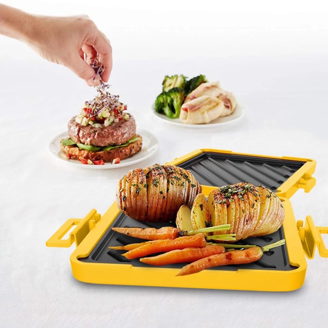 Microwave Toastie Sandwich Maker - Adjustable Silicone Straps, No Electricity Needed, Wireless & Portable (Yellow) - Perfect for Quick Lunches, Office Snacks & Dorm Room Meals