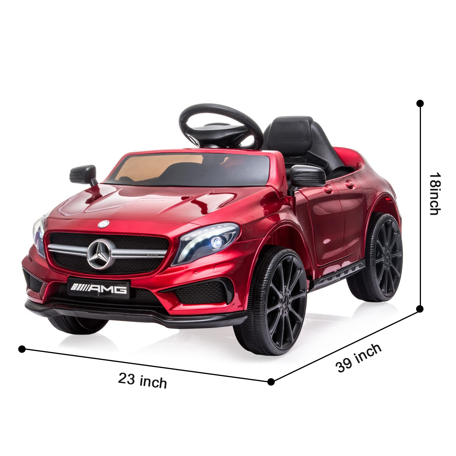12V Kids Ride On Car with 2.4G Remote Control - Battery Powered Electric Toy Vehicle for Toddlers with Double Doors, 5-Point Safety Belt & LED Lights (Red) - Perfect for Indoor & Outdoor Play, Birthday Gifts and Family Fun Activities