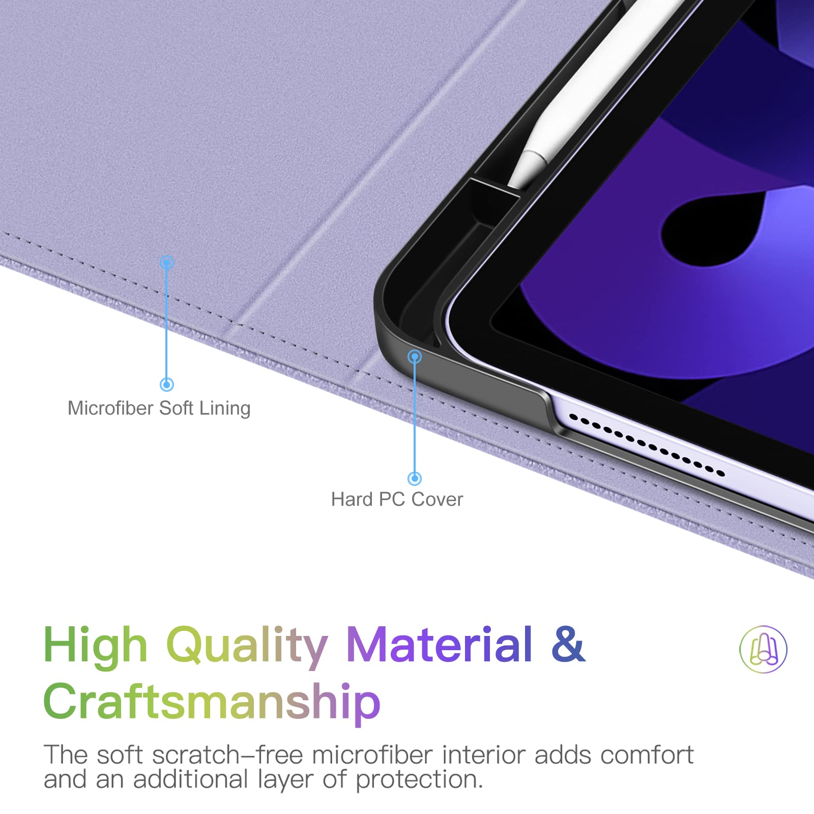Fintie iPad Air 11-inch M3 (2025) / M2 (2024) Case - Slim Protective Cover with Multi-Angle Stand, Apple Pencil Holder & Storage Pocket for iPad Air 5th/4th Gen 10.9