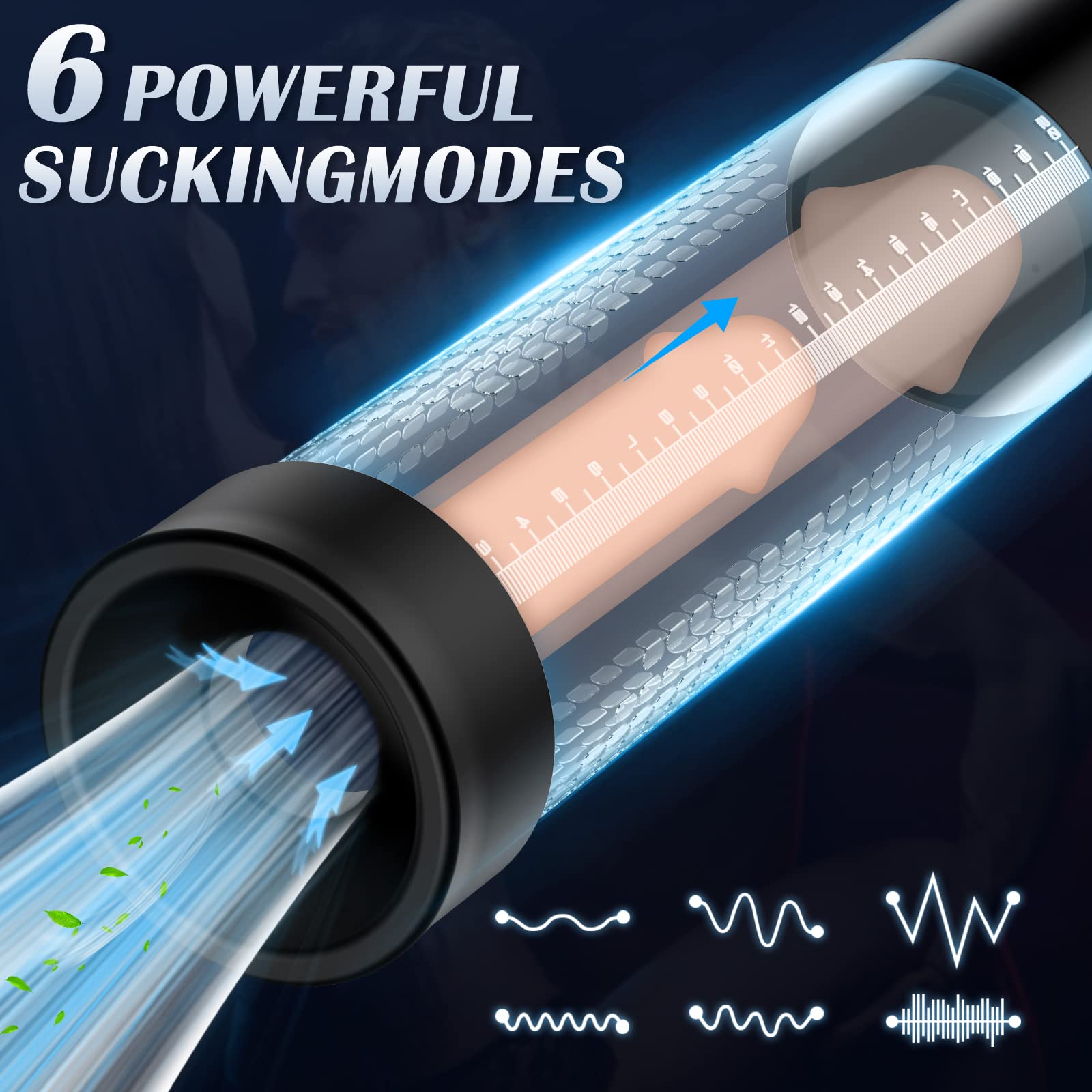 **IPX7 Waterproof Penis Pump for Men - 6 Suction Levels, Silicone Sleeves & Cock Rings - Enhances Size & Pleasure - Perfect for Solo Play & Couples Use**