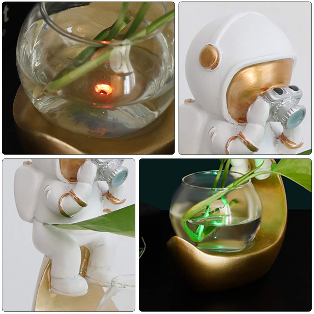 Astronaut Hydroponic Plant Pot - Glass Desk Decor for Home & Office