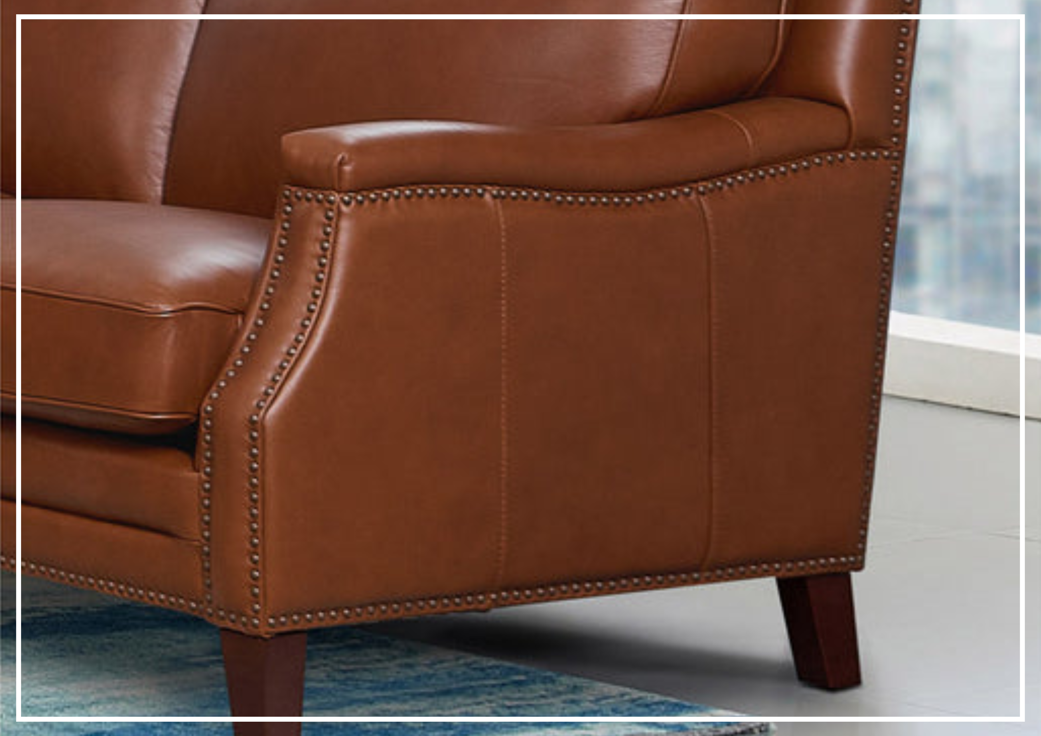 Hydeline Camano Brown Premium Leather 3-Seater Sofa - Luxurious Genuine Leather Couch for Living Room, Lounge & Office - Comfortable Modern Sectional Sofa for Home Decor & Relaxation