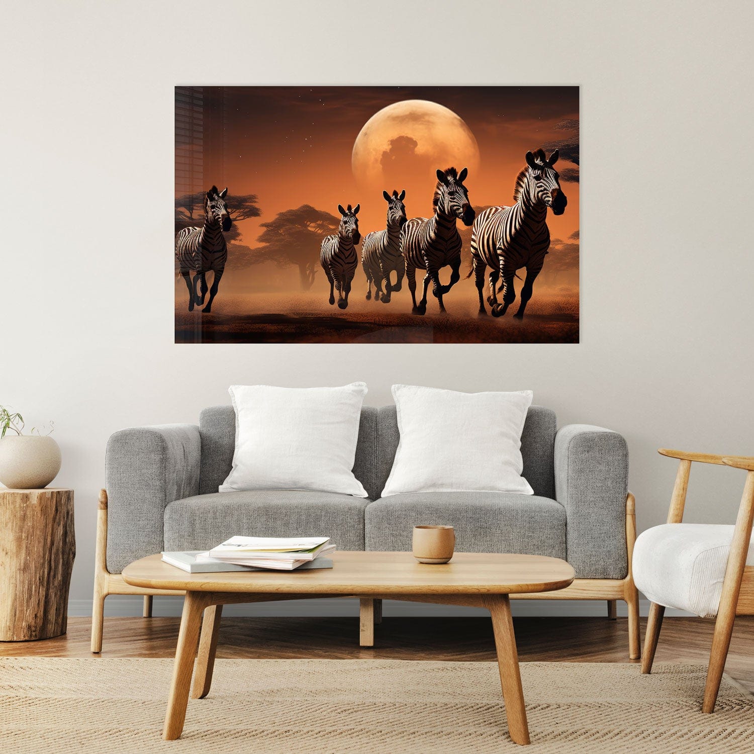 Striped Horizon Tempered Glass Wall Art - Modern Abstract Decor for Living Room, Bedroom & Office - Shatterproof & Easy to Install