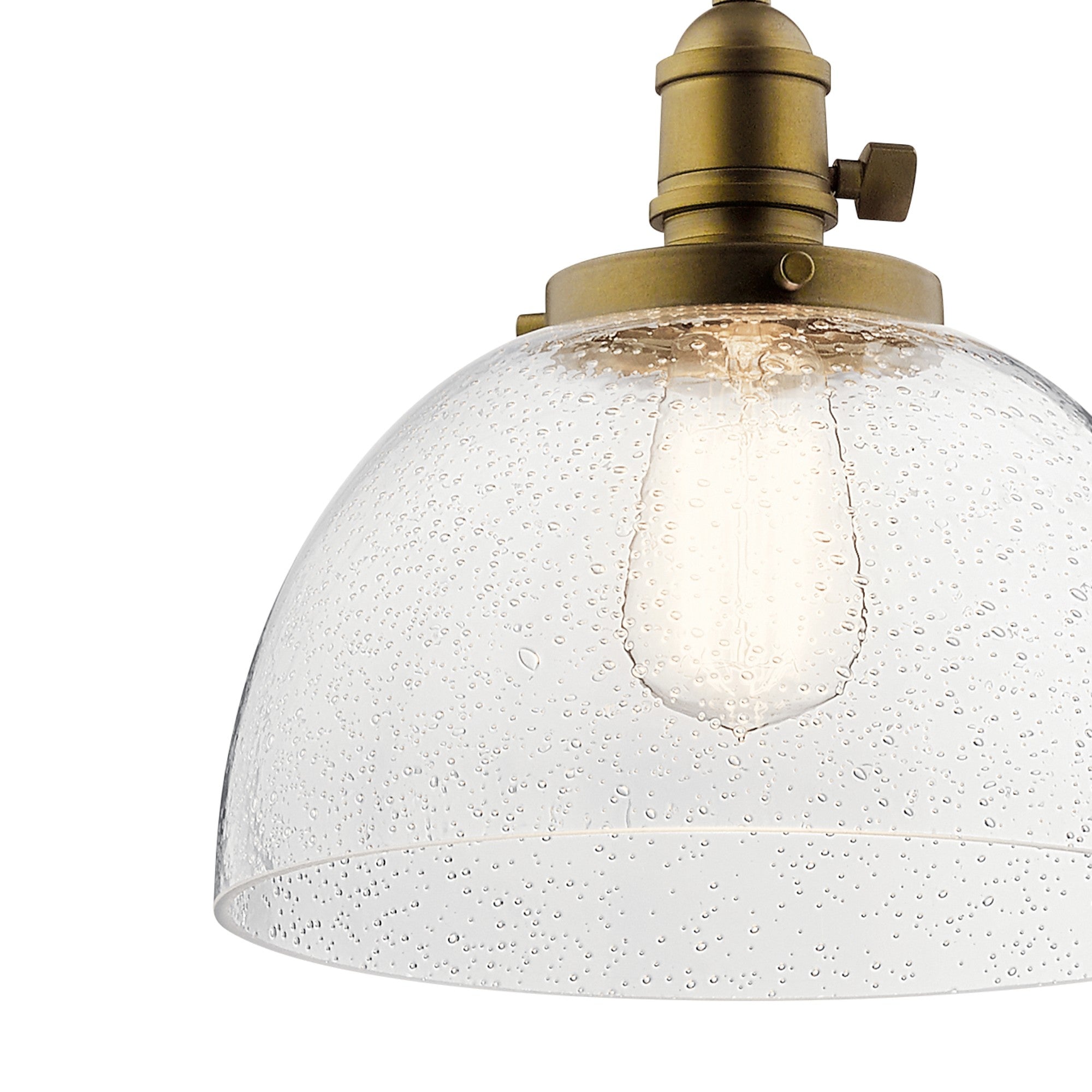 Avery 10 Mini Dome Pendant Light with Clear Seeded Glass & Natural Brass Finish - Perfect for Kitchen Island, Dining Room, or Bedroom Lighting