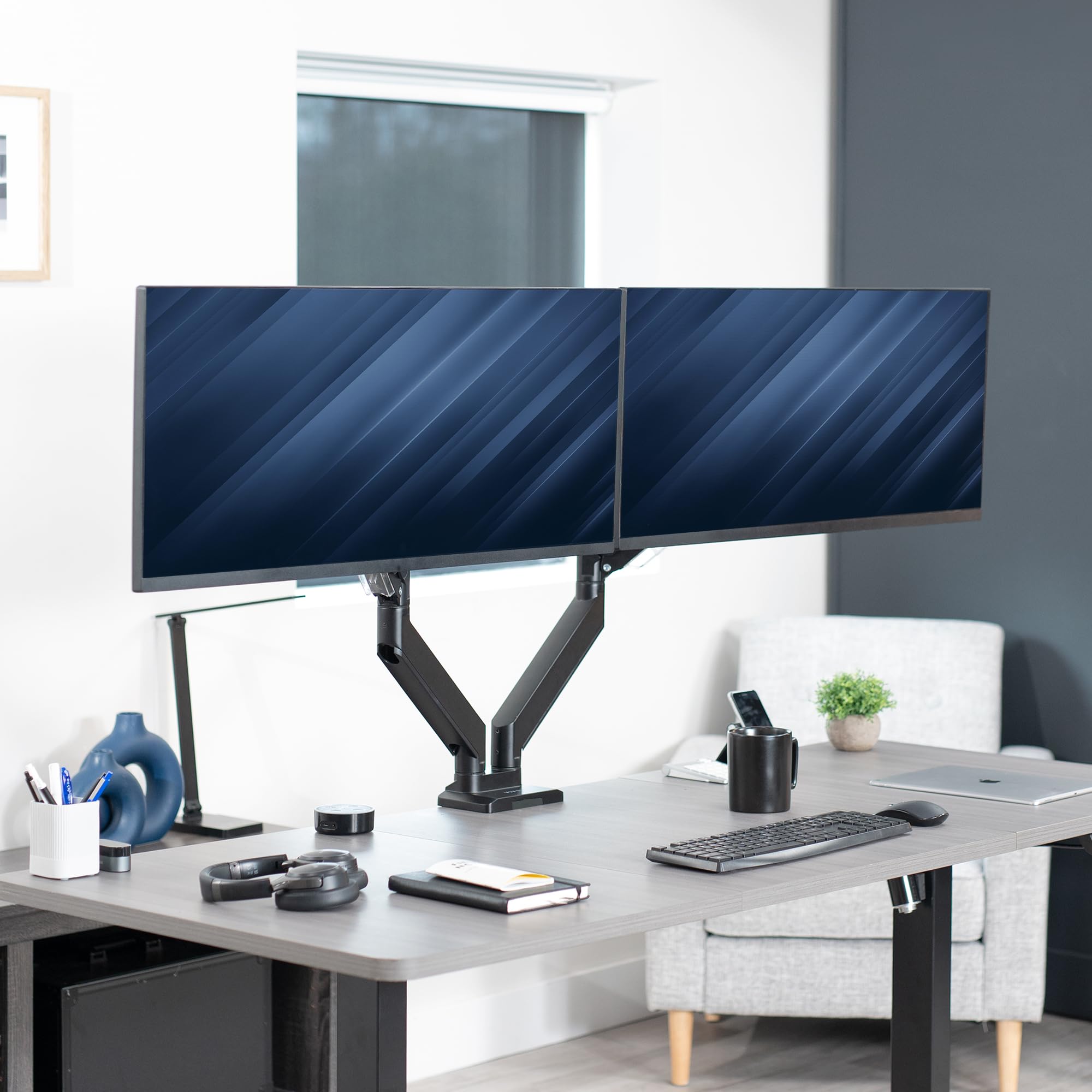 Premium Aluminum Heavy Duty Dual Monitor Stand for 2 Ultrawide Screens up to 38