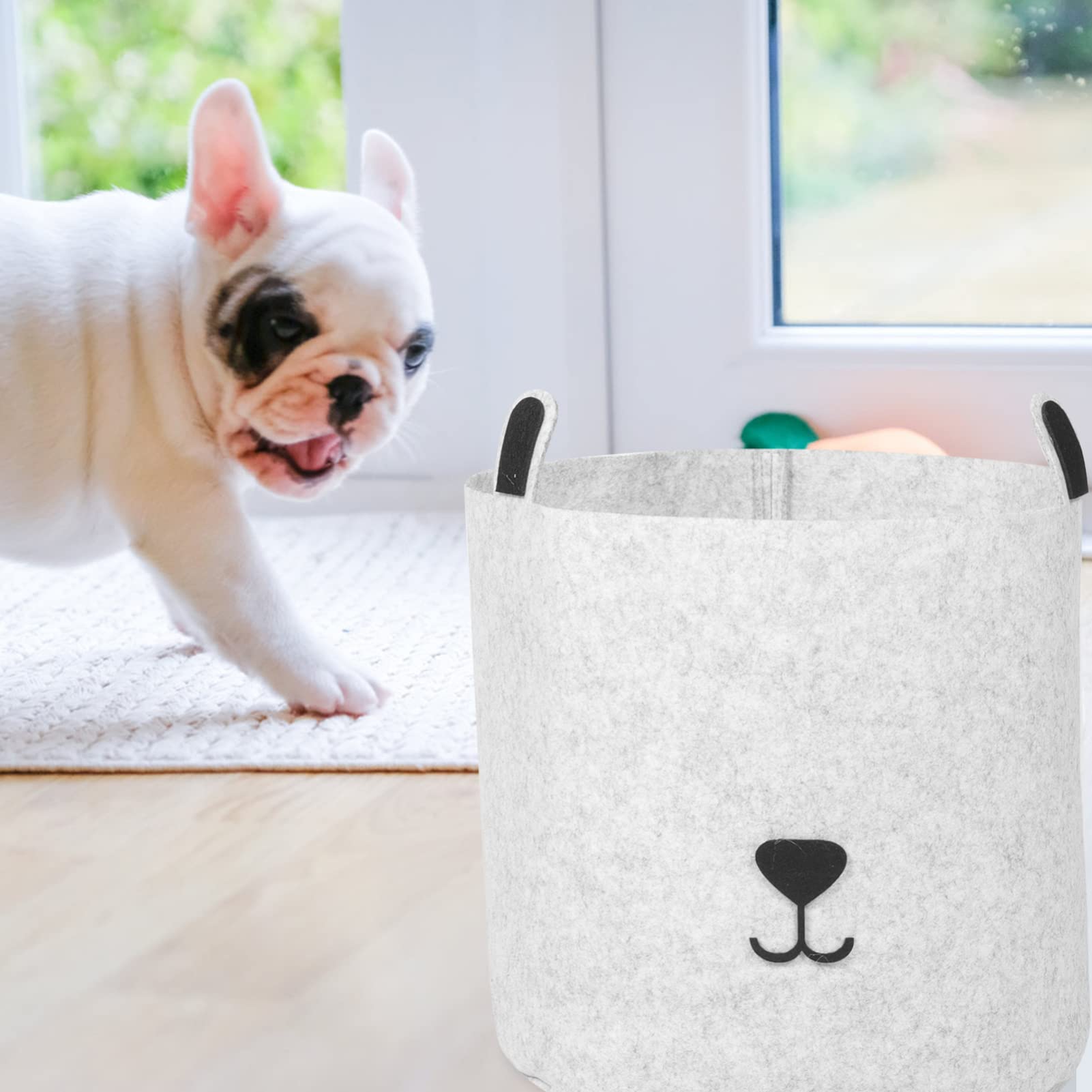 POPETPOP 2-Pack Felt Storage Baskets - Laundry Hamper & Toy Organizer for Clothes, Toys, Dog Supplies | Foldable Fabric Box for Nursery, Closet, Playroom & Bedroom Organization