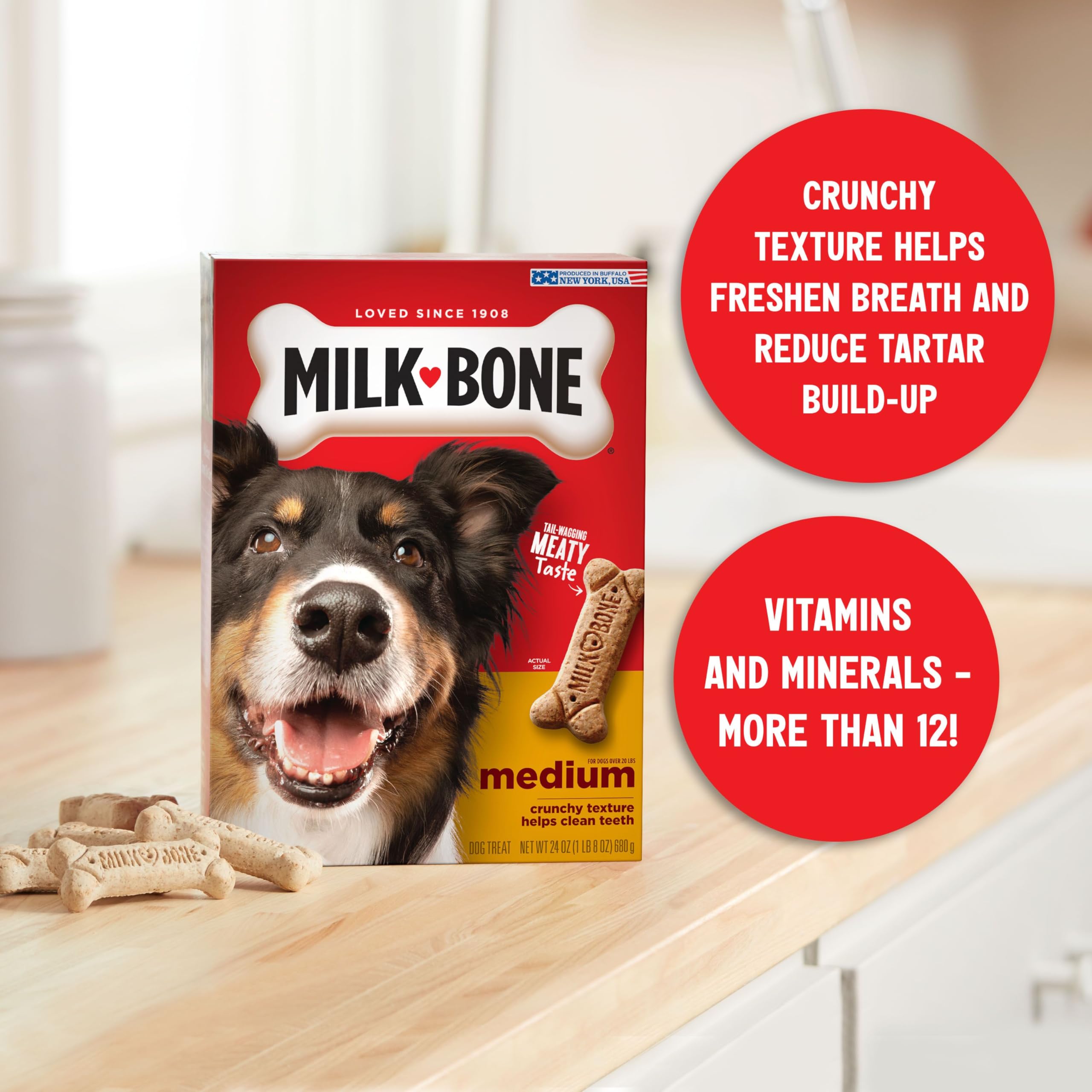 Milk-Bone Original Dog Treats for Medium Dogs - 24oz Crunchy Biscuits, Healthy Dental Care Snacks - Perfect for Training Rewards & Daily Treats (Packaging May Vary)