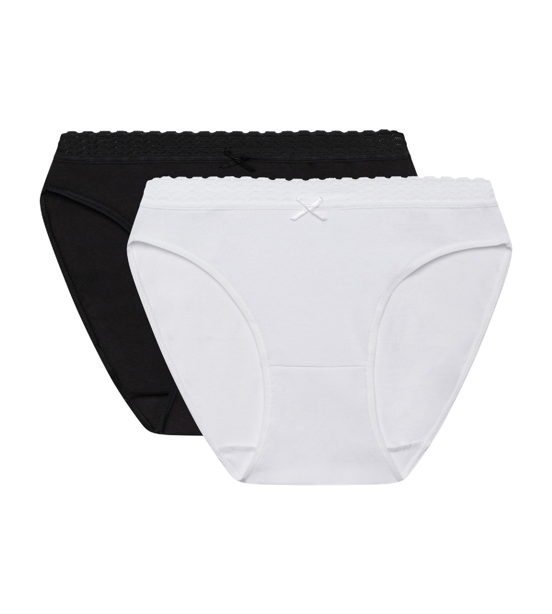 DIM Women's Fashion Underwear Set - 2 Pack Black & White Cotton Panties for Everyday Comfort & Style | Perfect for Work, Lounge & Sleep